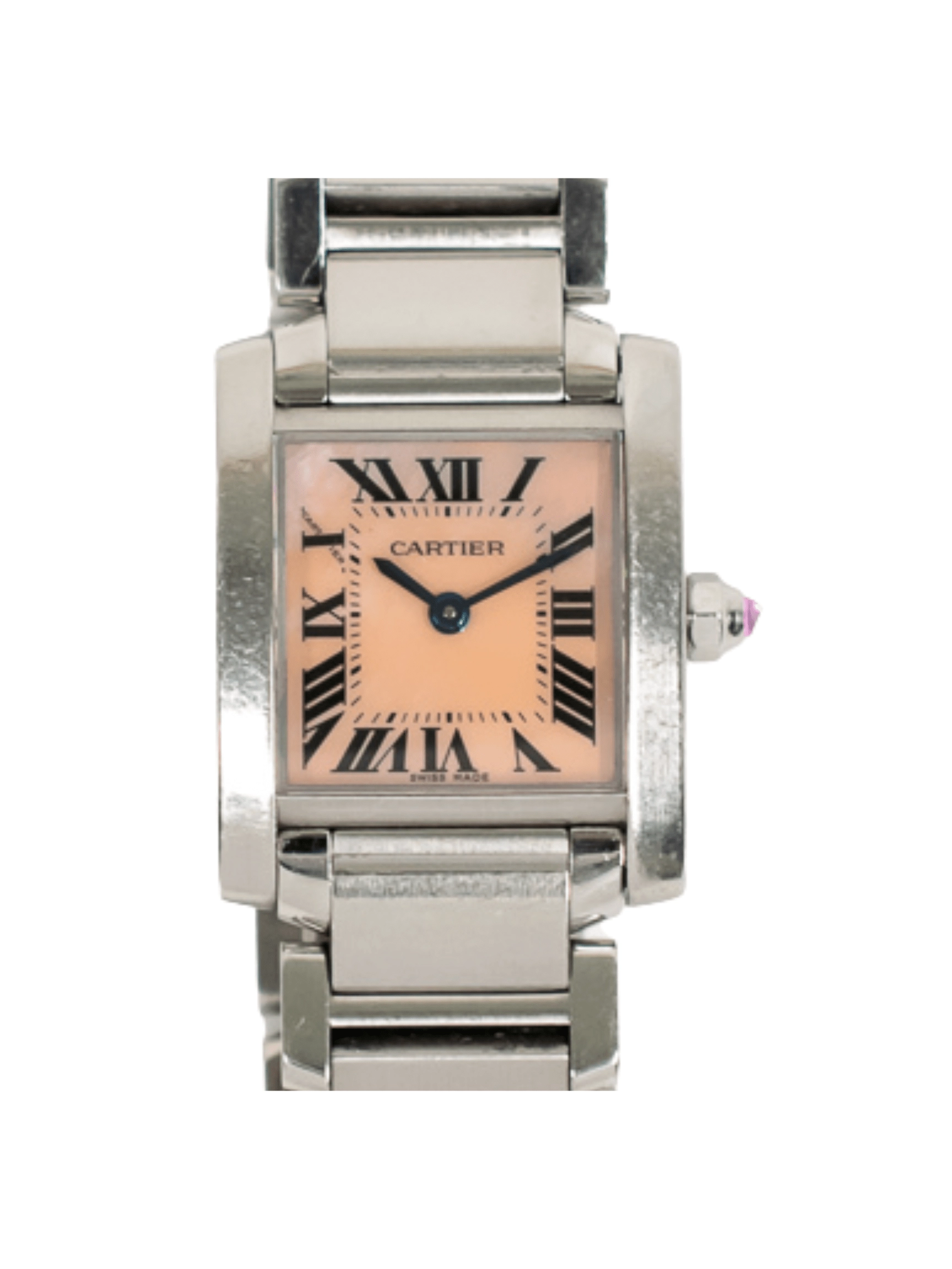 Cartier Tank Francaise Stainless Steel Pink Roman Dial W51028Q3