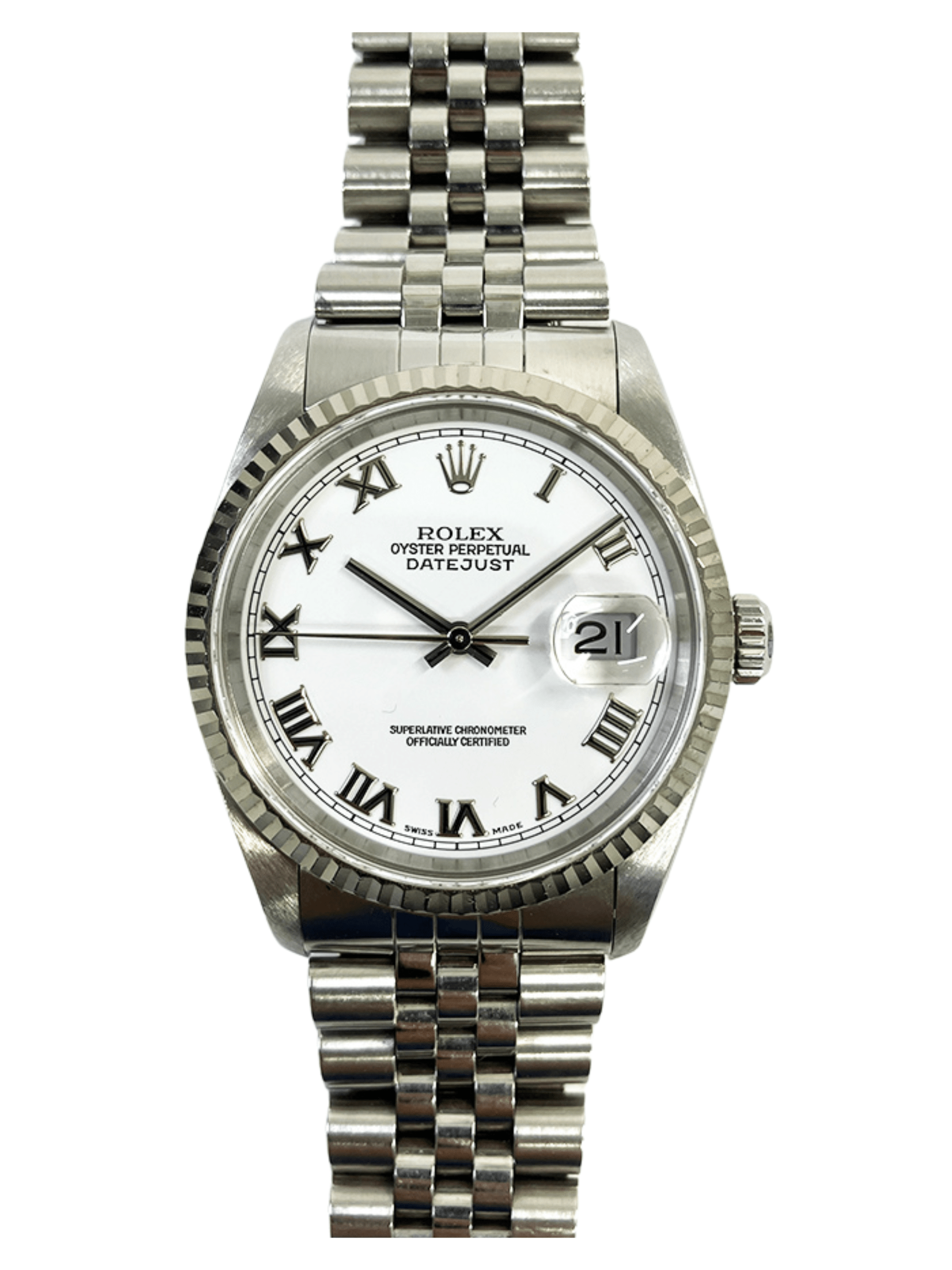 Rolex Datejust 36 Stainless Steel White Roman Dial 16234 Bracelet