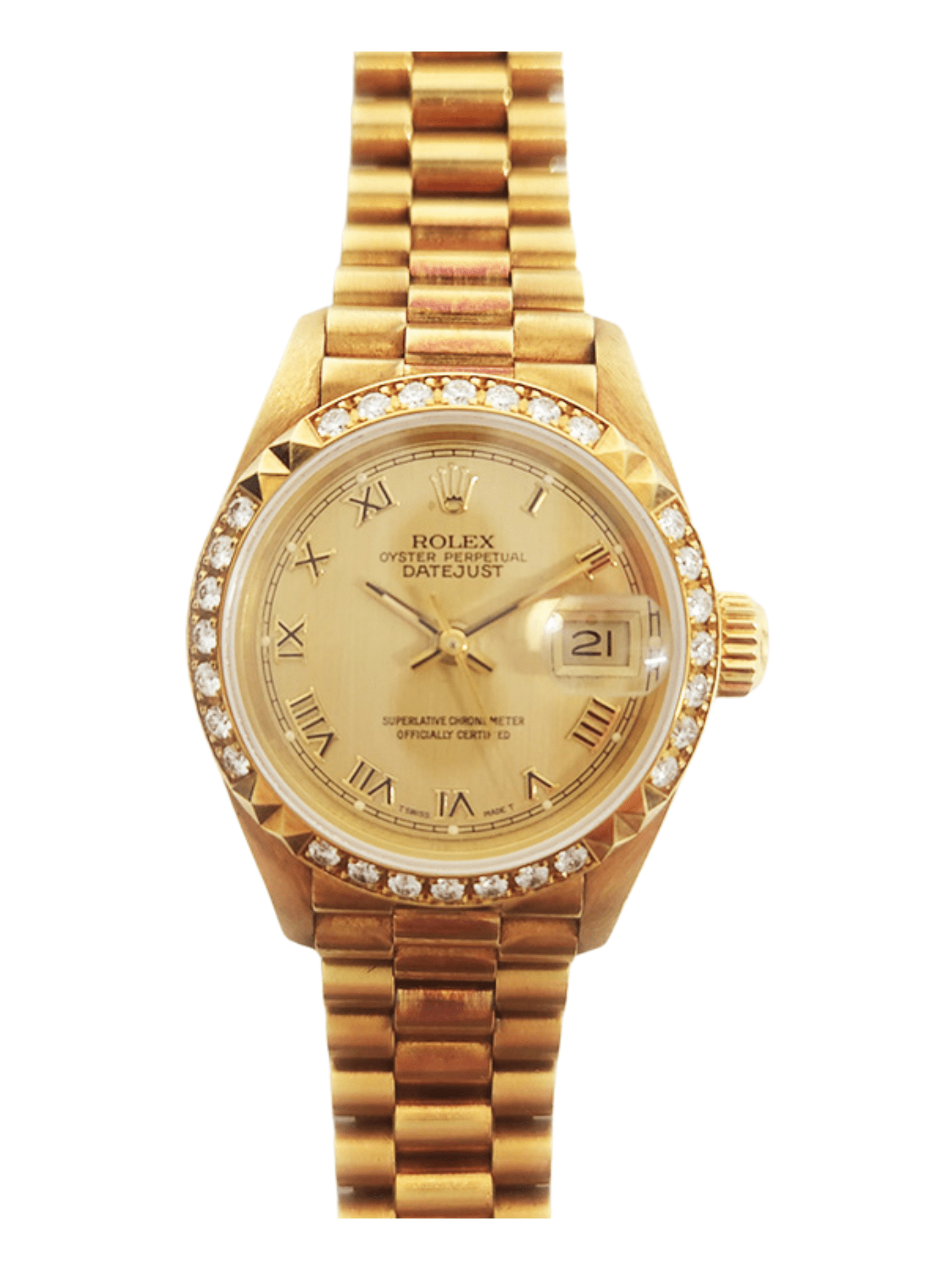 Rolex Lady-Datejust Yellow Gold Champagne Roman Dial 69268 Bracelet