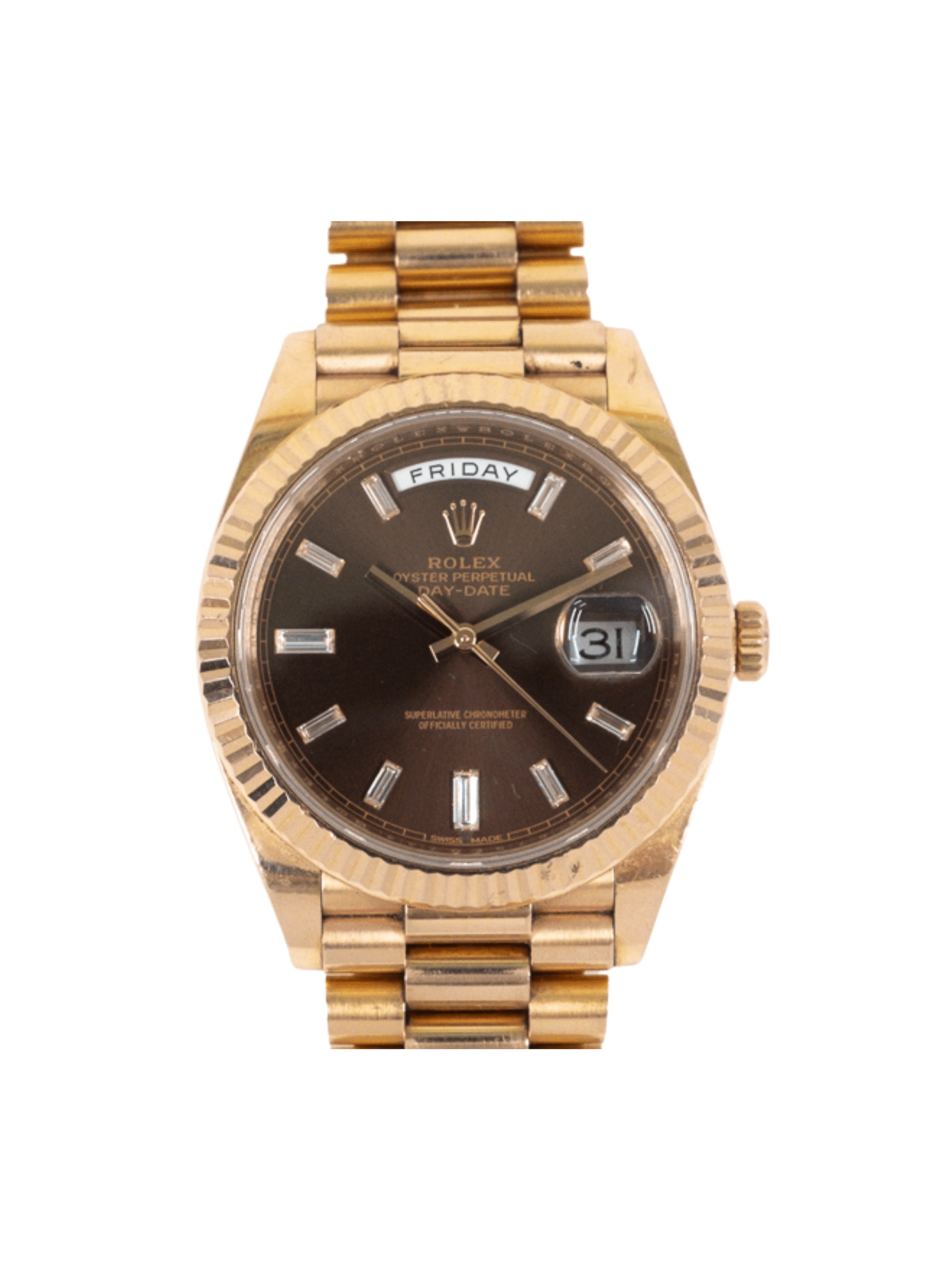Rolex Day-Date 40 Rose Gold Chocolate Diamond Dial 228235