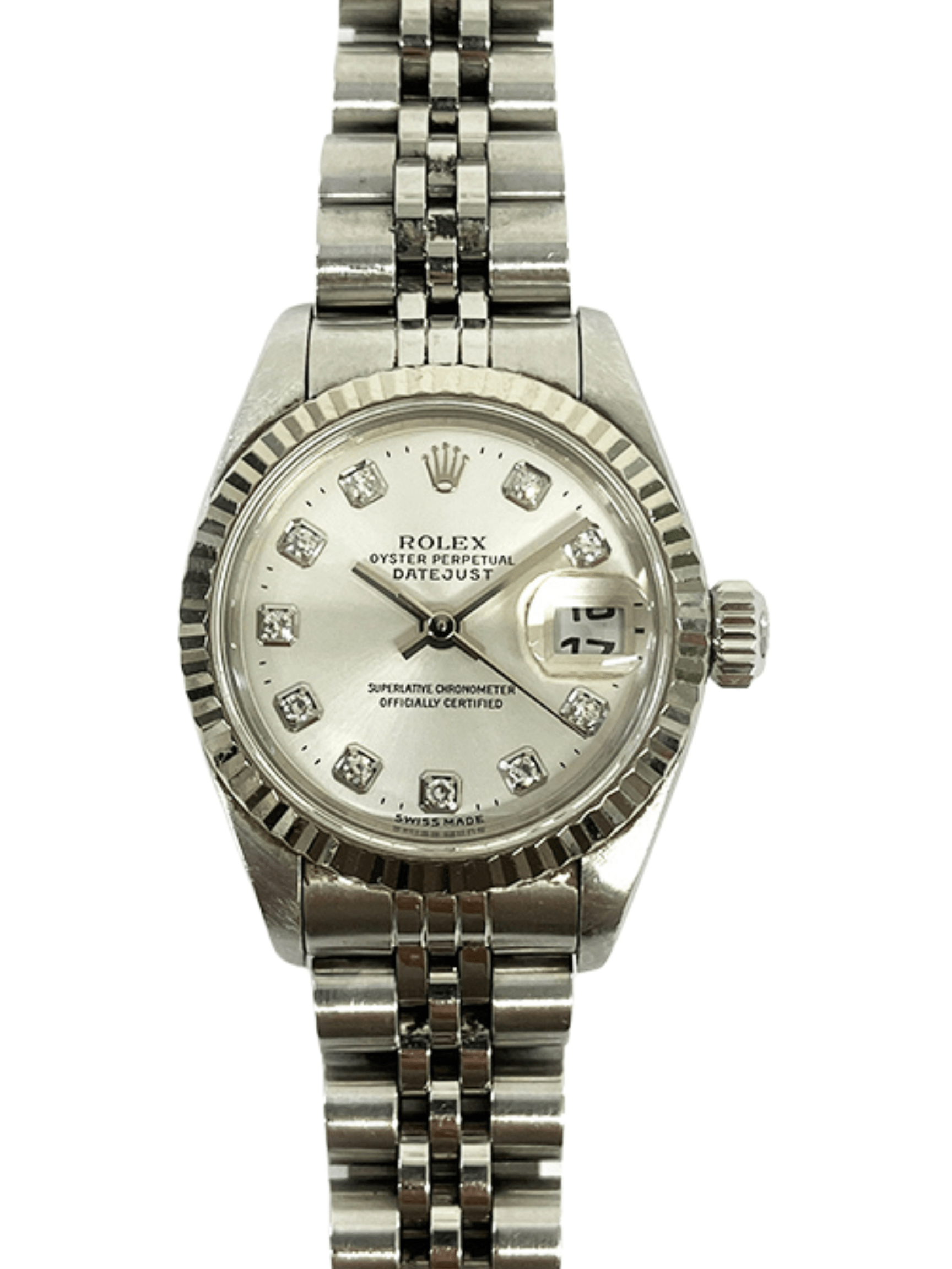 Rolex Lady-Datejust Stainless Steel Silver Diamond Dial 79174G Bracelet