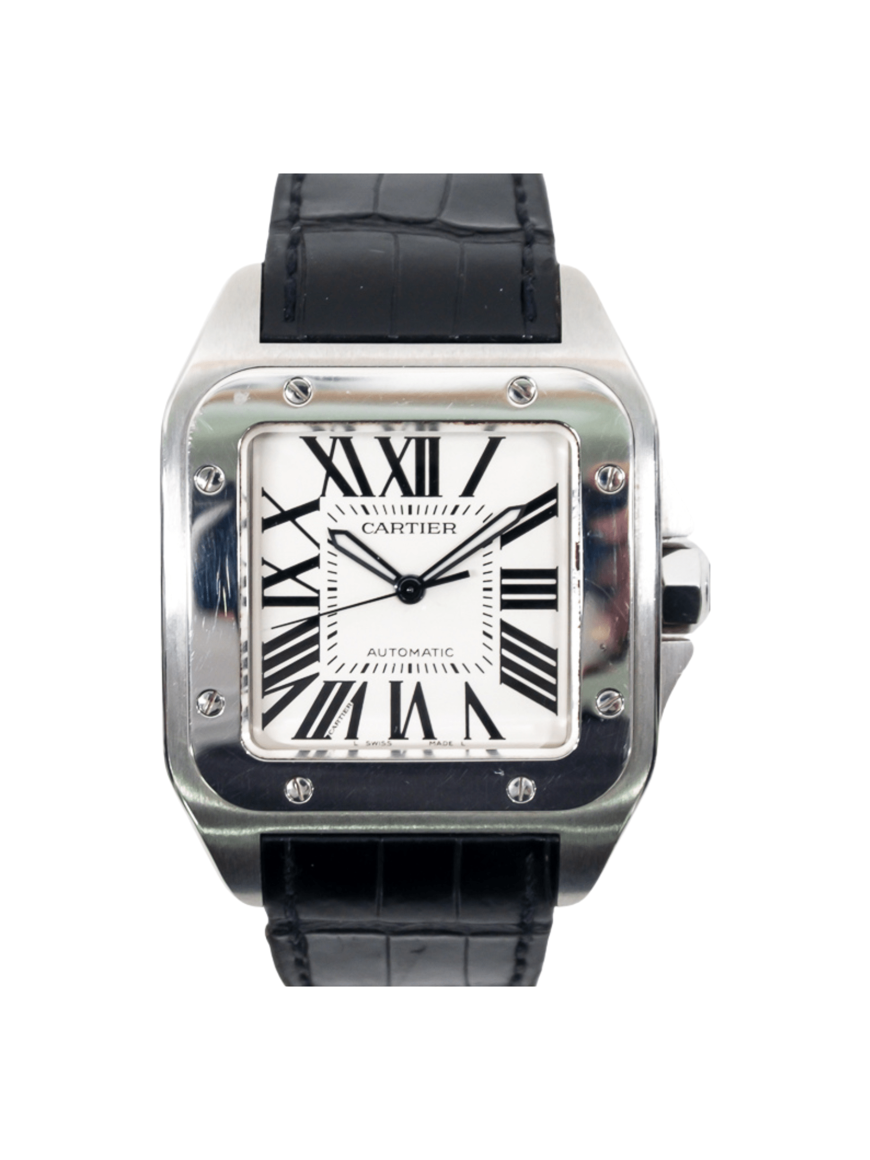 Cartier Santos 100 Steel Silver Roman Dial W20073X8 Bracelet