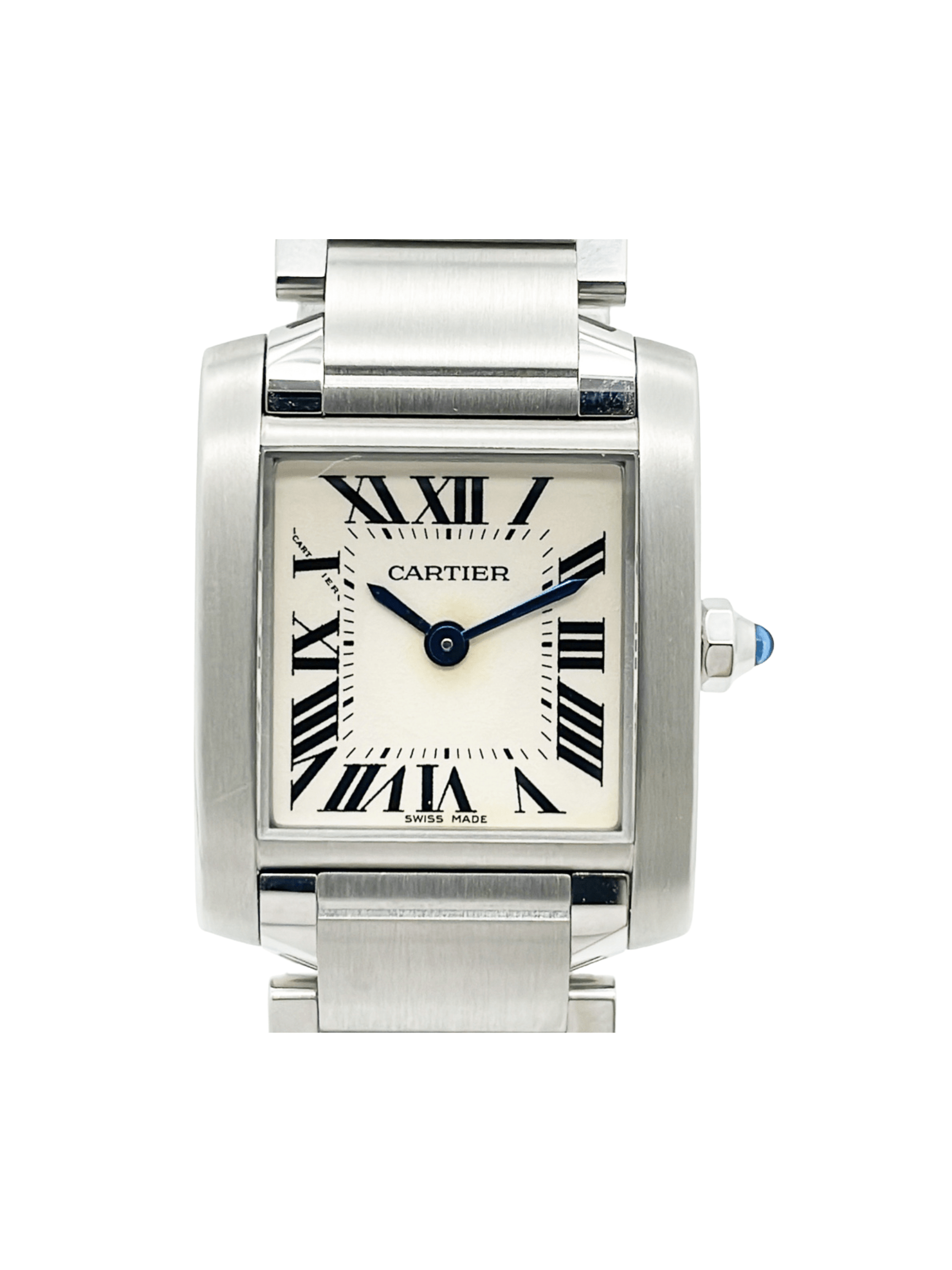Cartier Tank Française Quartz Stainless Steel White Roman Dial WE110004
