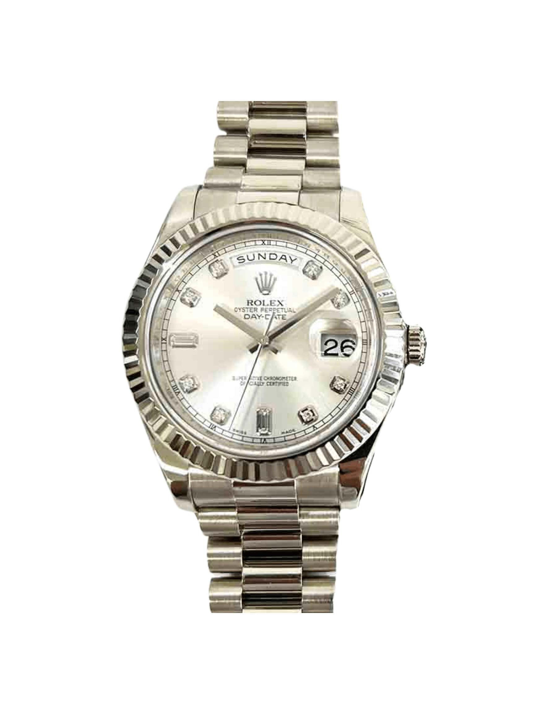 Rolex Day-Date II President Silver Diamond 218239