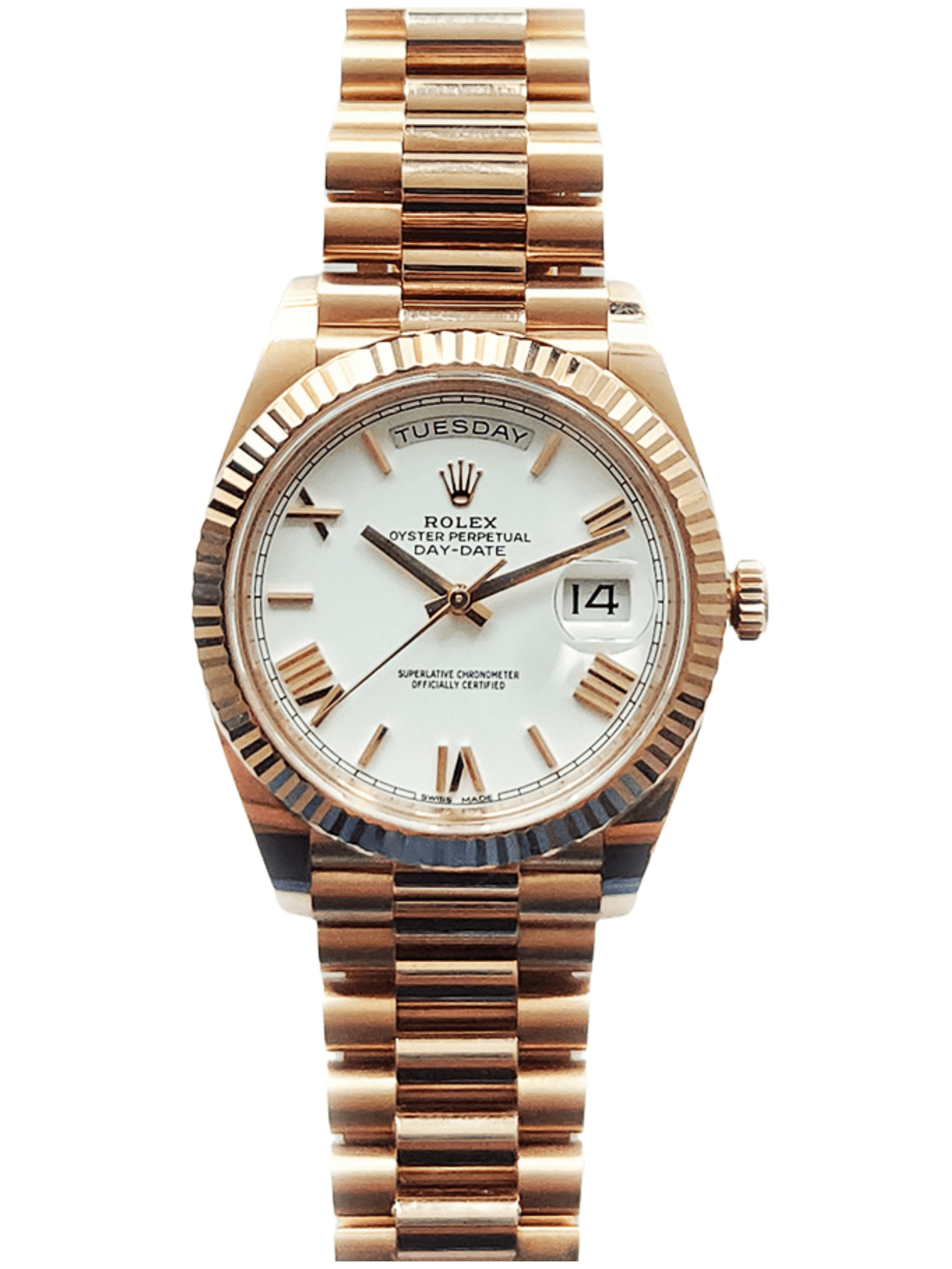 Rolex Day-Date President Everose Gold White Roman Dial 228235 Bracelet