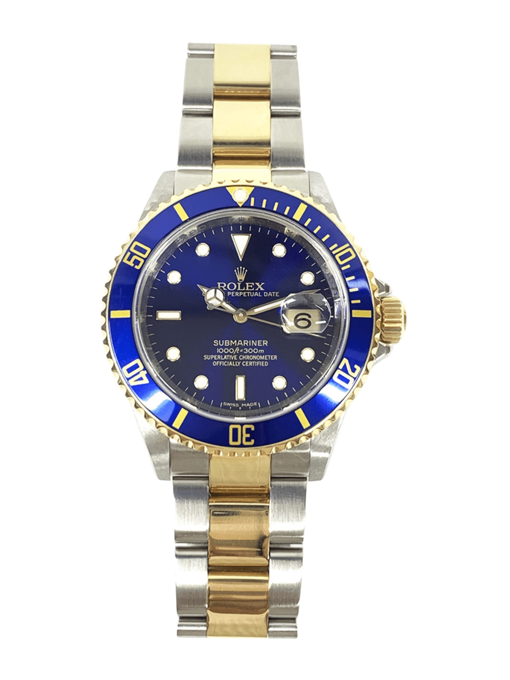 Rolex Submariner Date Yellow Gold Steel Blue Dial 16613LB Bracelet
