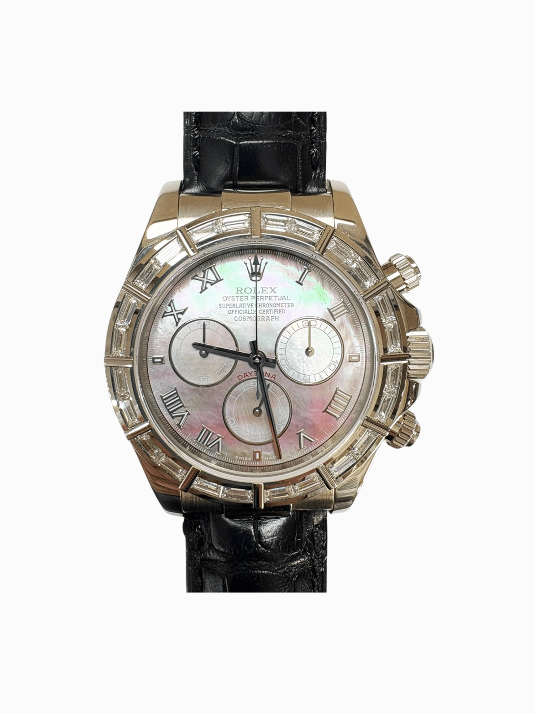 Rolex Daytona White Gold Diamond Bezel Black Roman MOP Dial 116589BR