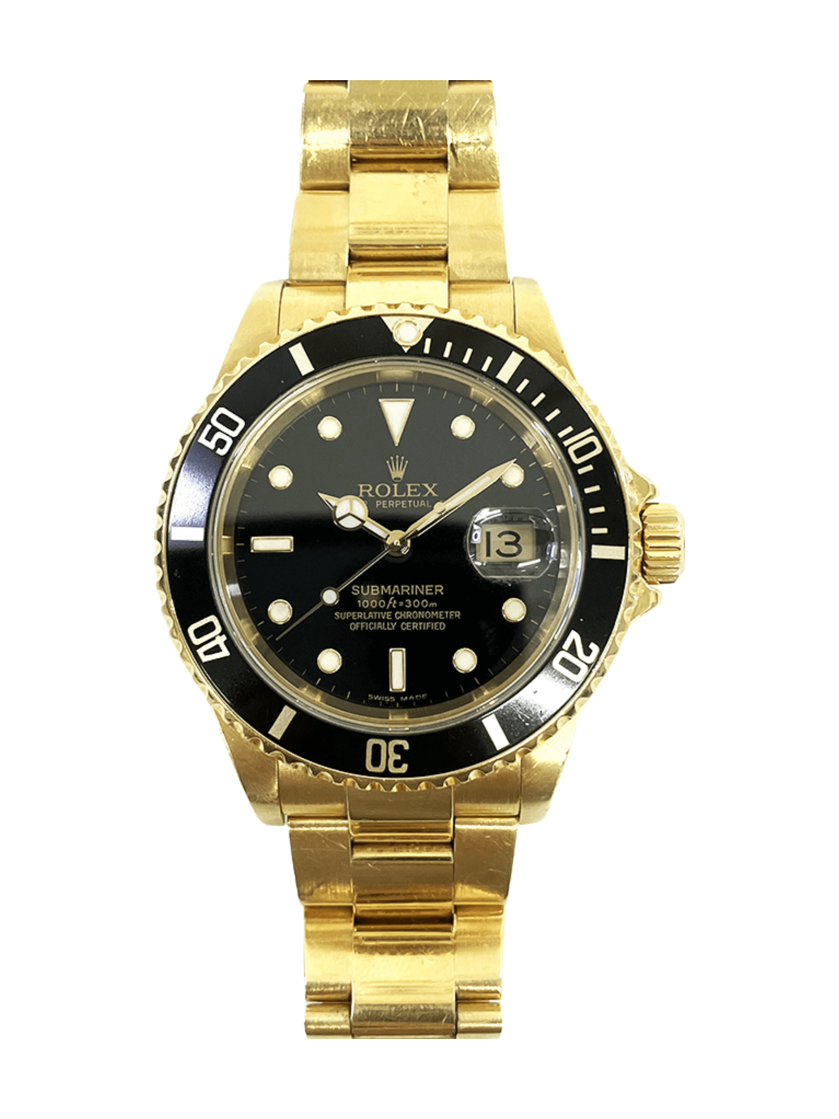 Rolex Submariner Date Yellow Gold Black Dial 16618LN Bracelet