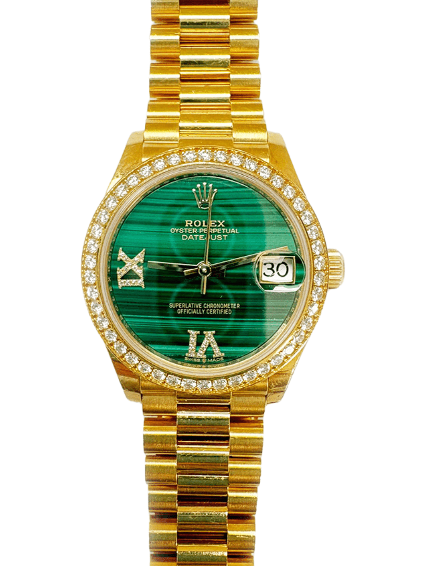 Rolex Datejust 31 Malachite “VI&IX” Diamond Dial 278288RBR Bracelet