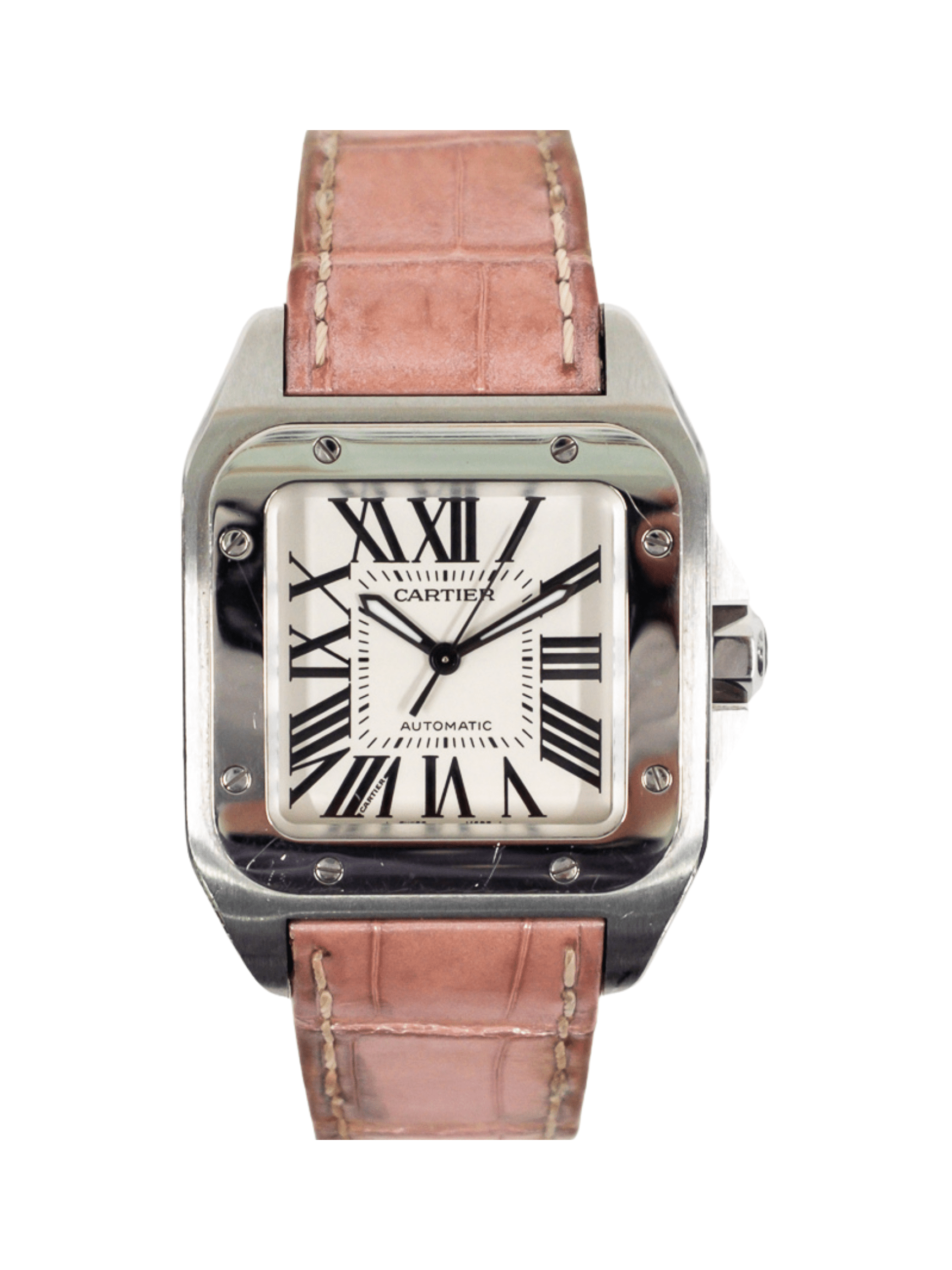 Cartier Santos 100 Steel White Roman Dial W20126X8 Bracelet