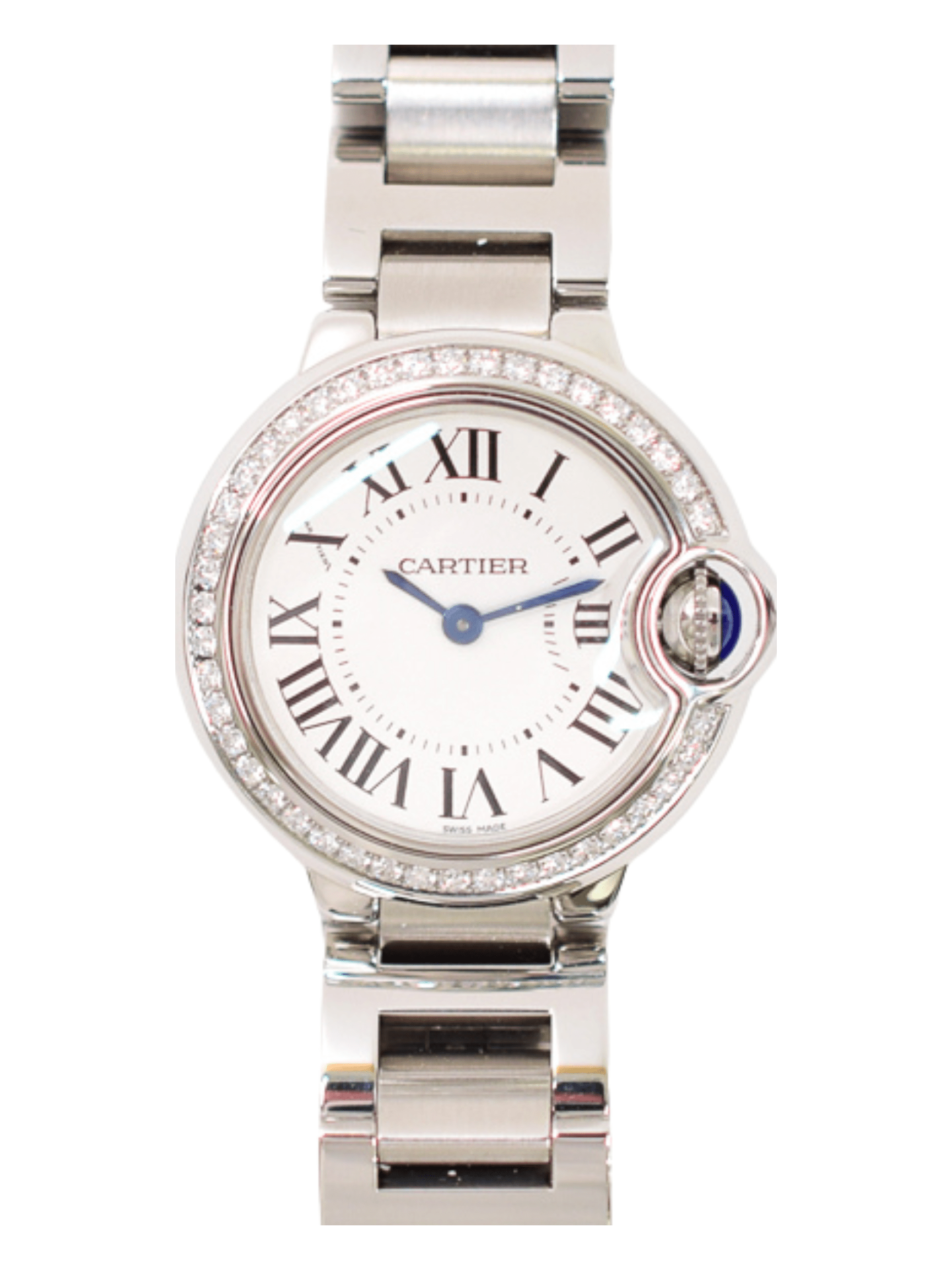 Cartier Ballon Bleu 28mm Steel White Roman Dial W4BB0015 Bracelet