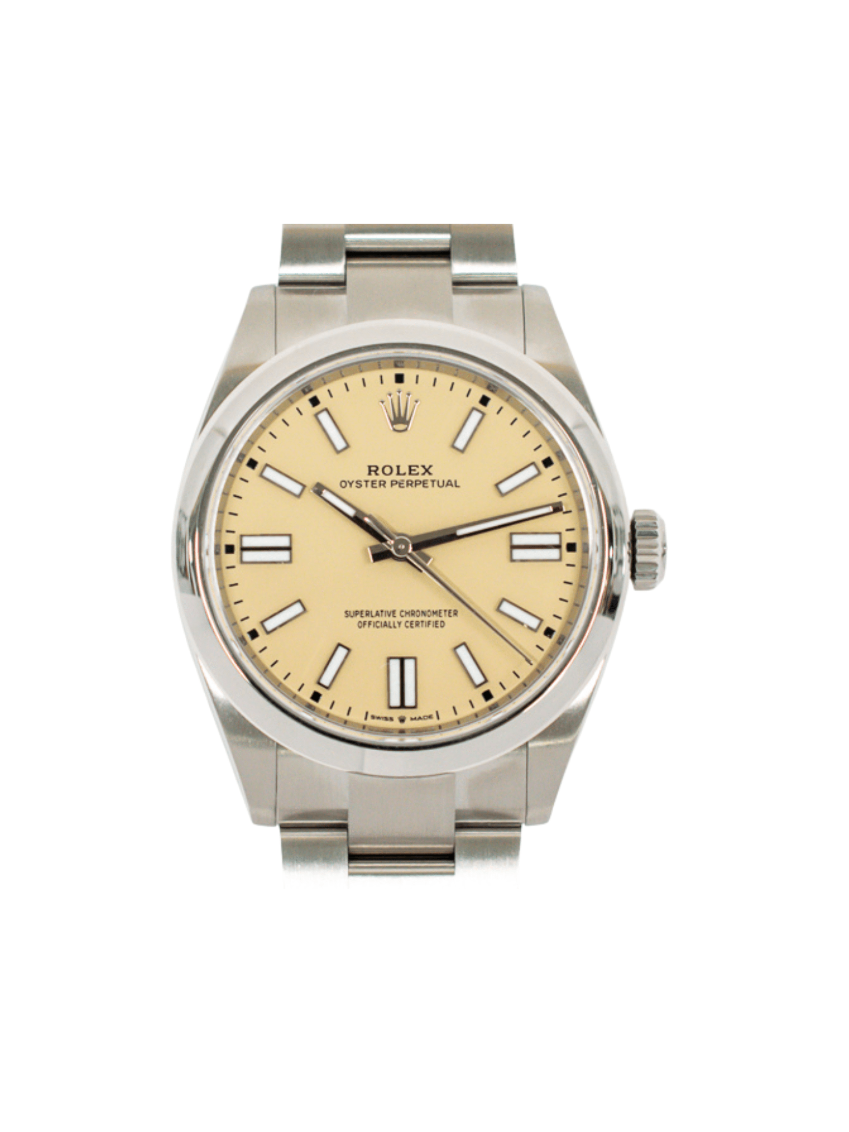 Rolex Oyster Perpetual Stainless Steel Beige Stick Dial 134300