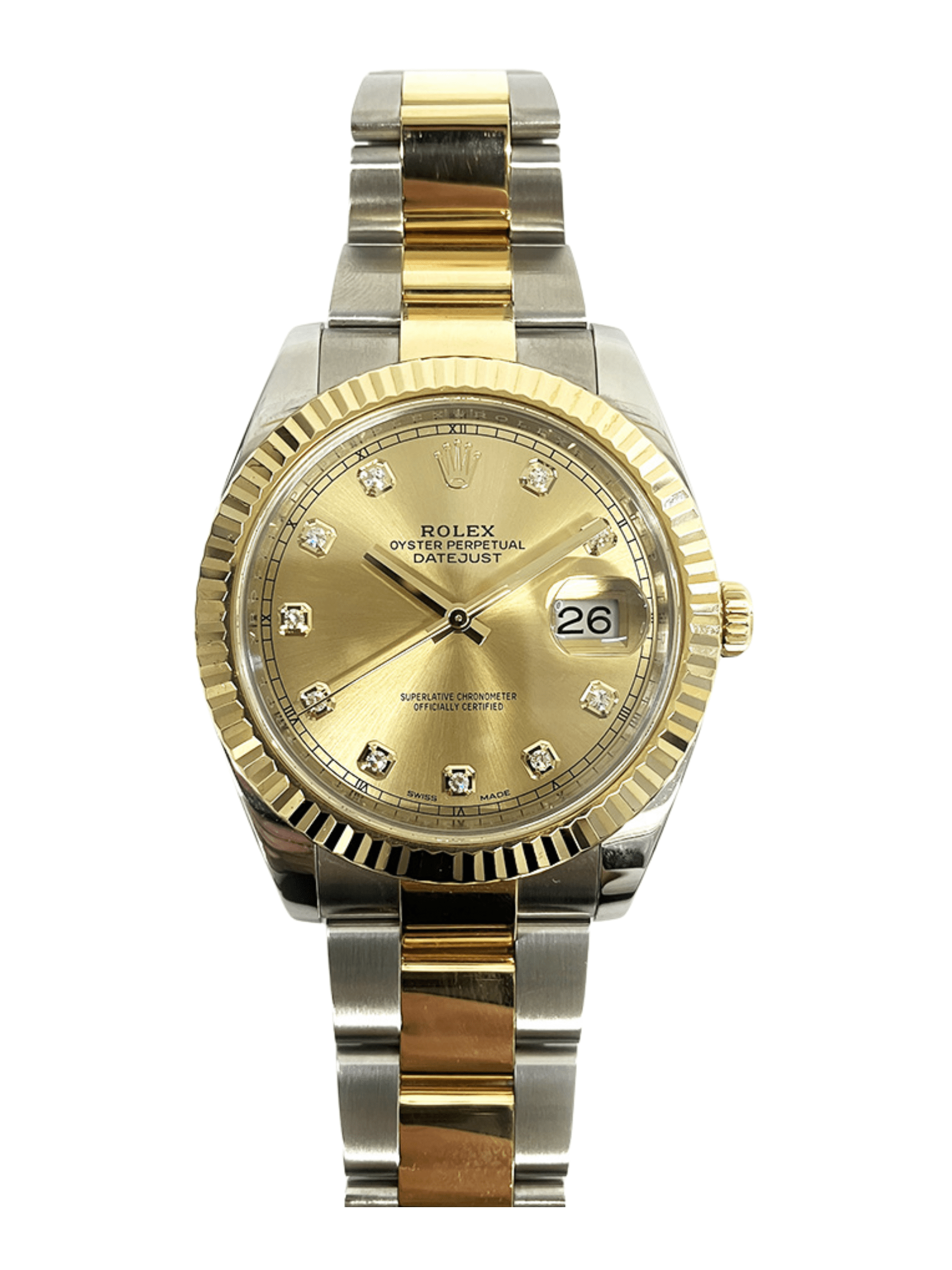 Rolex Datejust 41 Stainless Steel Yellow Gold Champagne Diamond Dial 126333