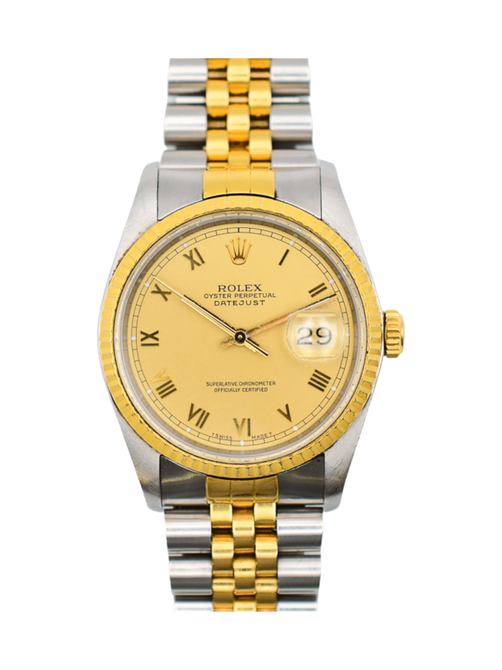 Rolex Datejust 36 Two-Tone Champagne Roman Dial 16233 Bracelet
