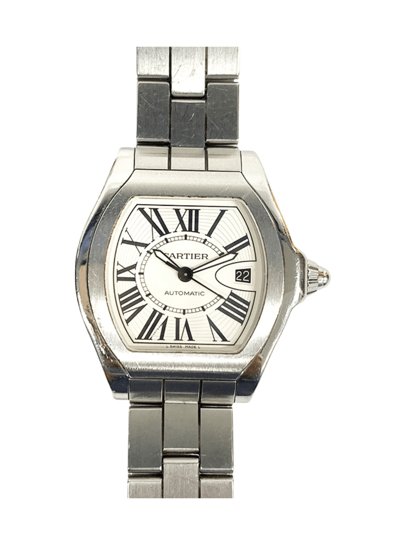 Cartier Roadster Stainless Steel Silver Roman Dial W6206017 Bracelet
