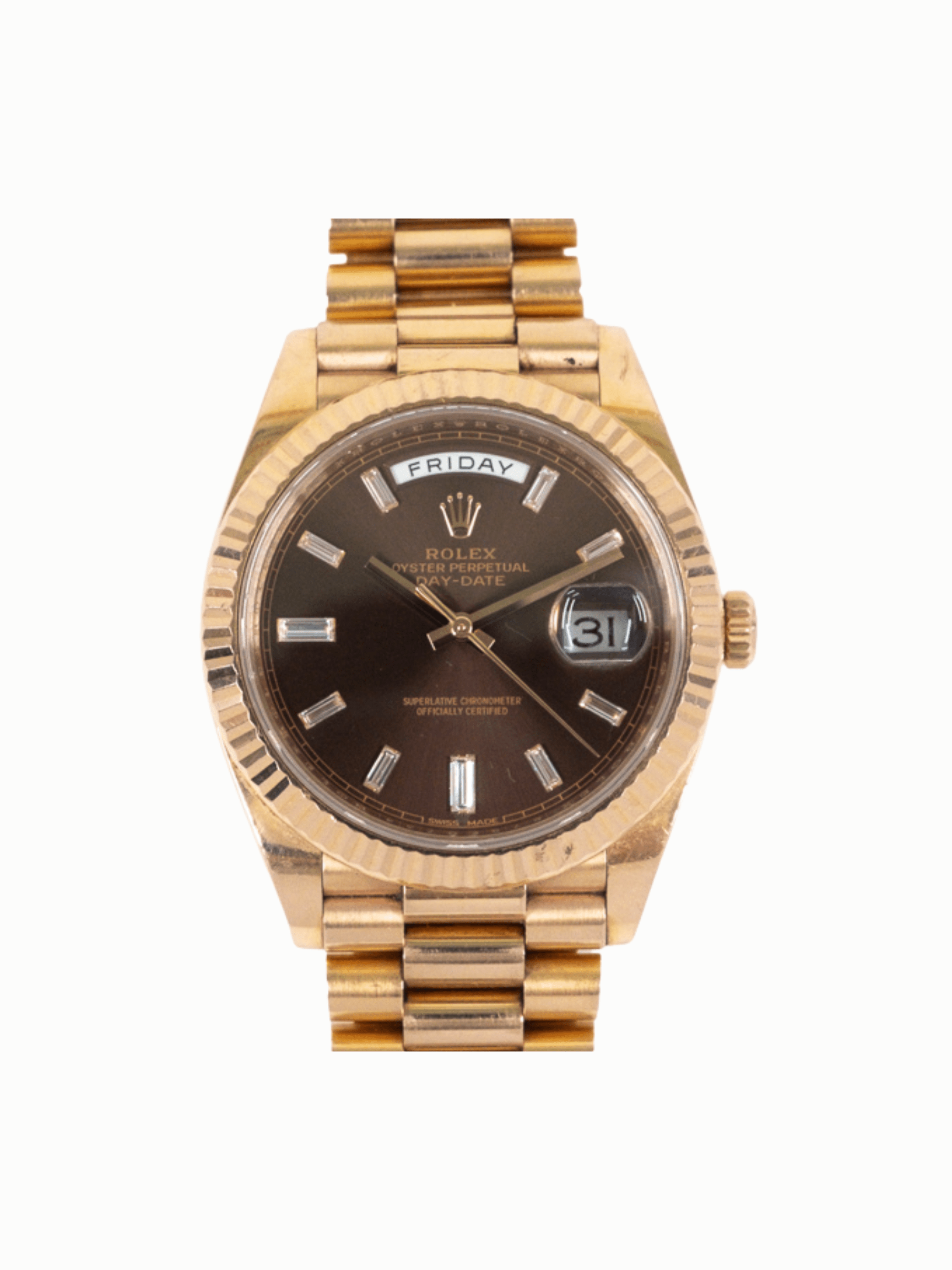 Rolex Day-Date 40 Rose Gold Chocolate Diamond Dial 228235