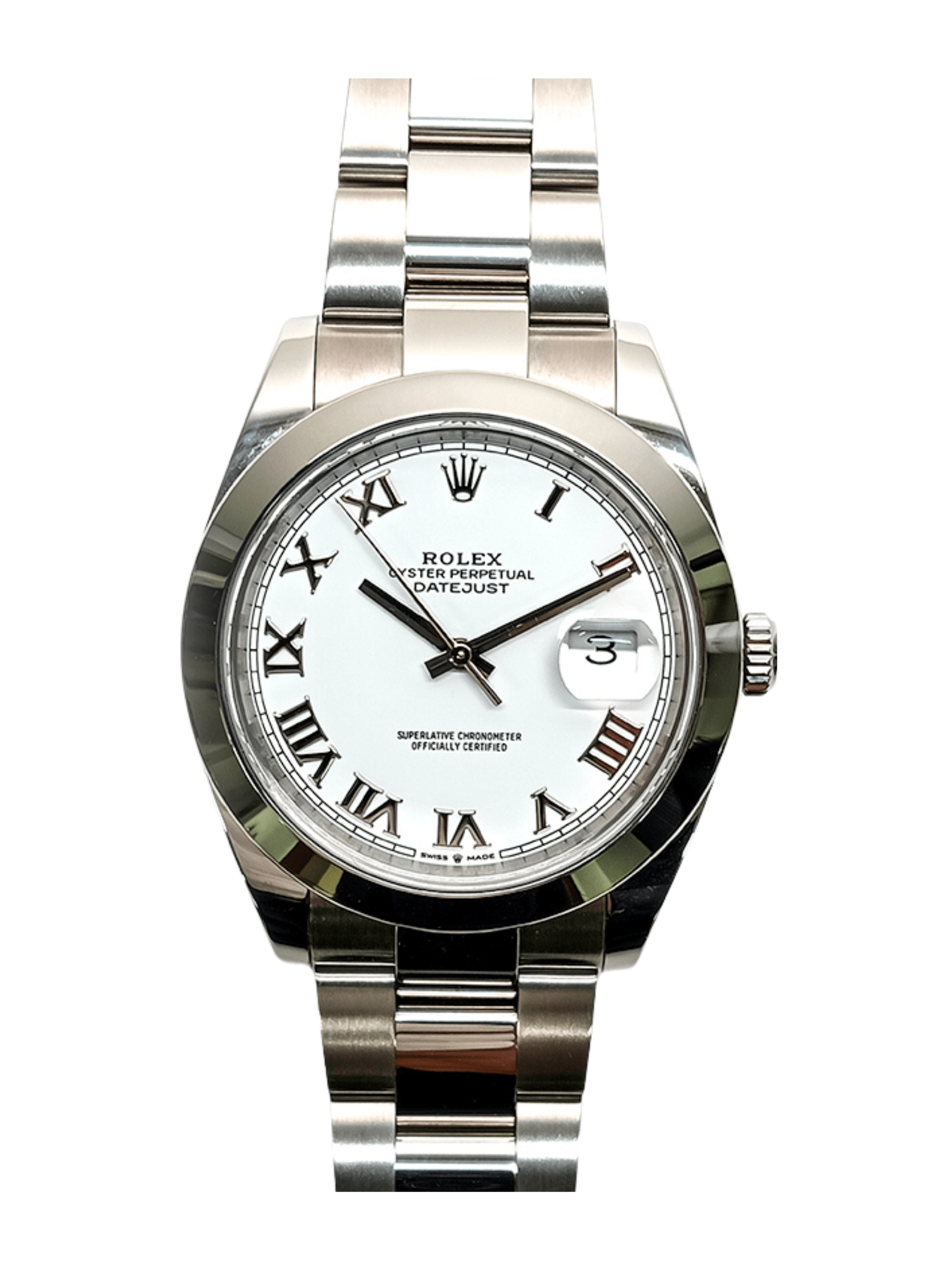Rolex Datejust 41 Stainless Steel White Roman Dial 126300 Bracelet