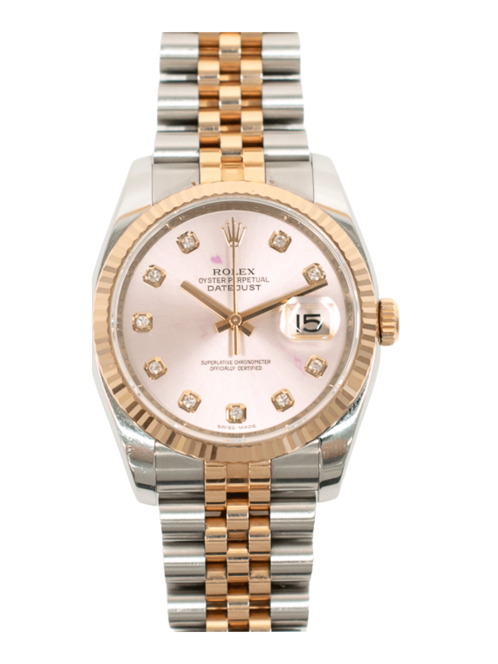 Rolex Datejust 36 Gold/Steel Pink Diamond Dial 116231 Bracelet