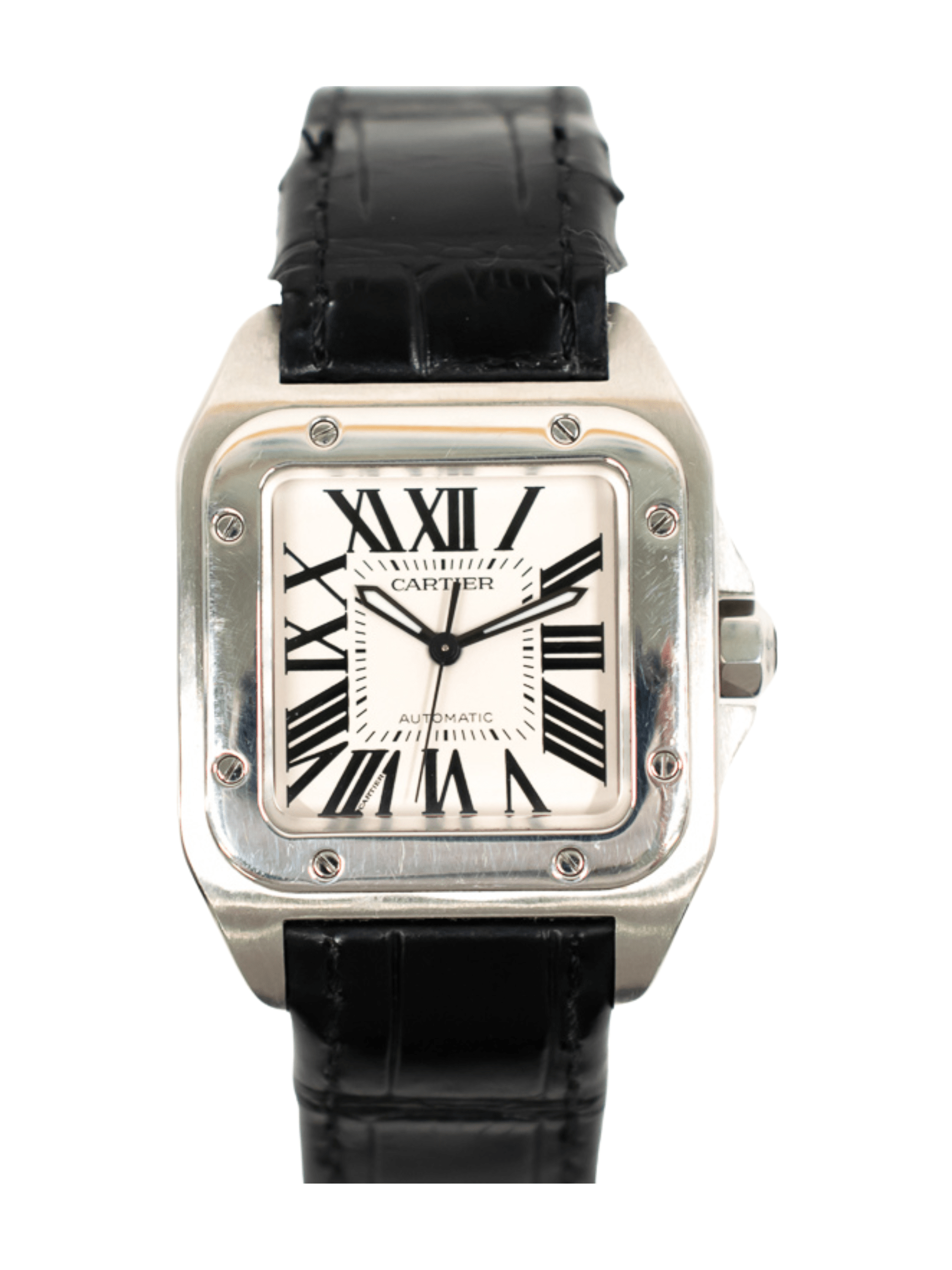 Cartier Santos 100 Steel Silver Roman Dial W20106X8 Bracelet