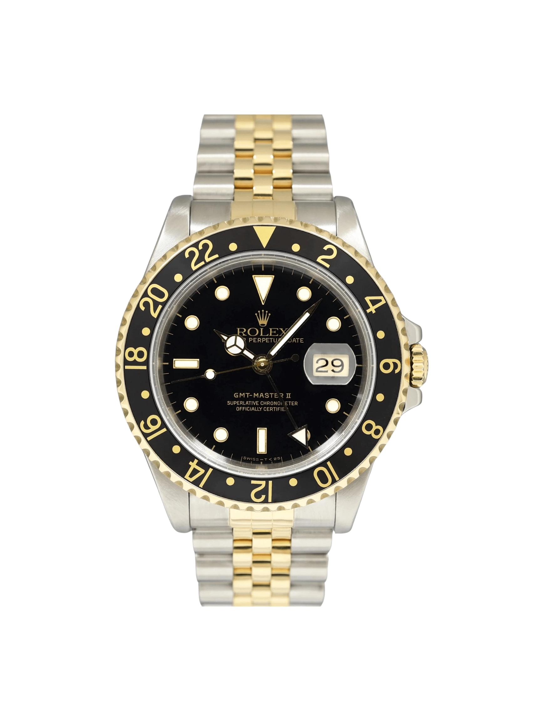 olex GMT Master II Two-Tone Yellow Jubilee Black Dial 16713