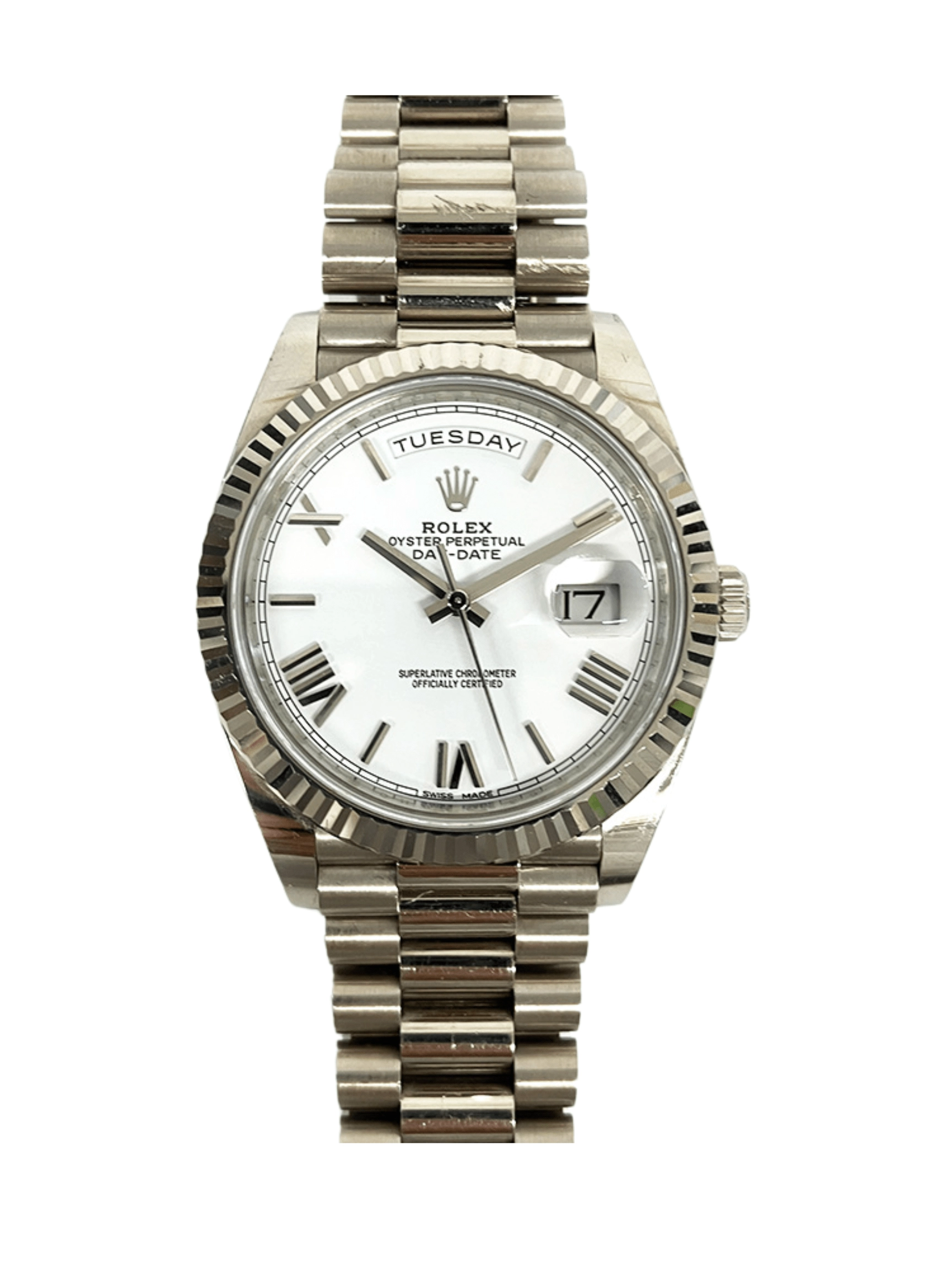 Rolex Day-Date 40 White Gold White Roman Dial 228239