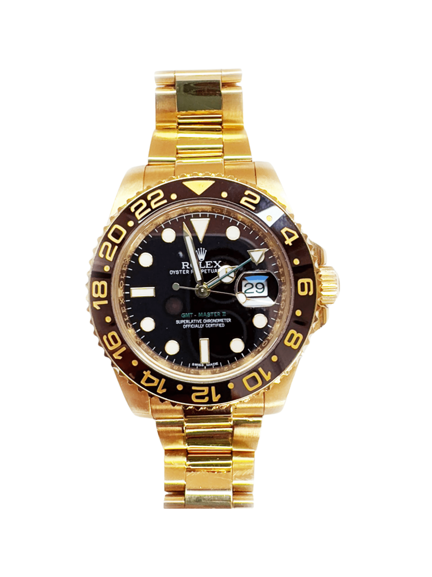 Rolex GMT-Master II Yellow Gold Black Dial 116718LN Bracelet