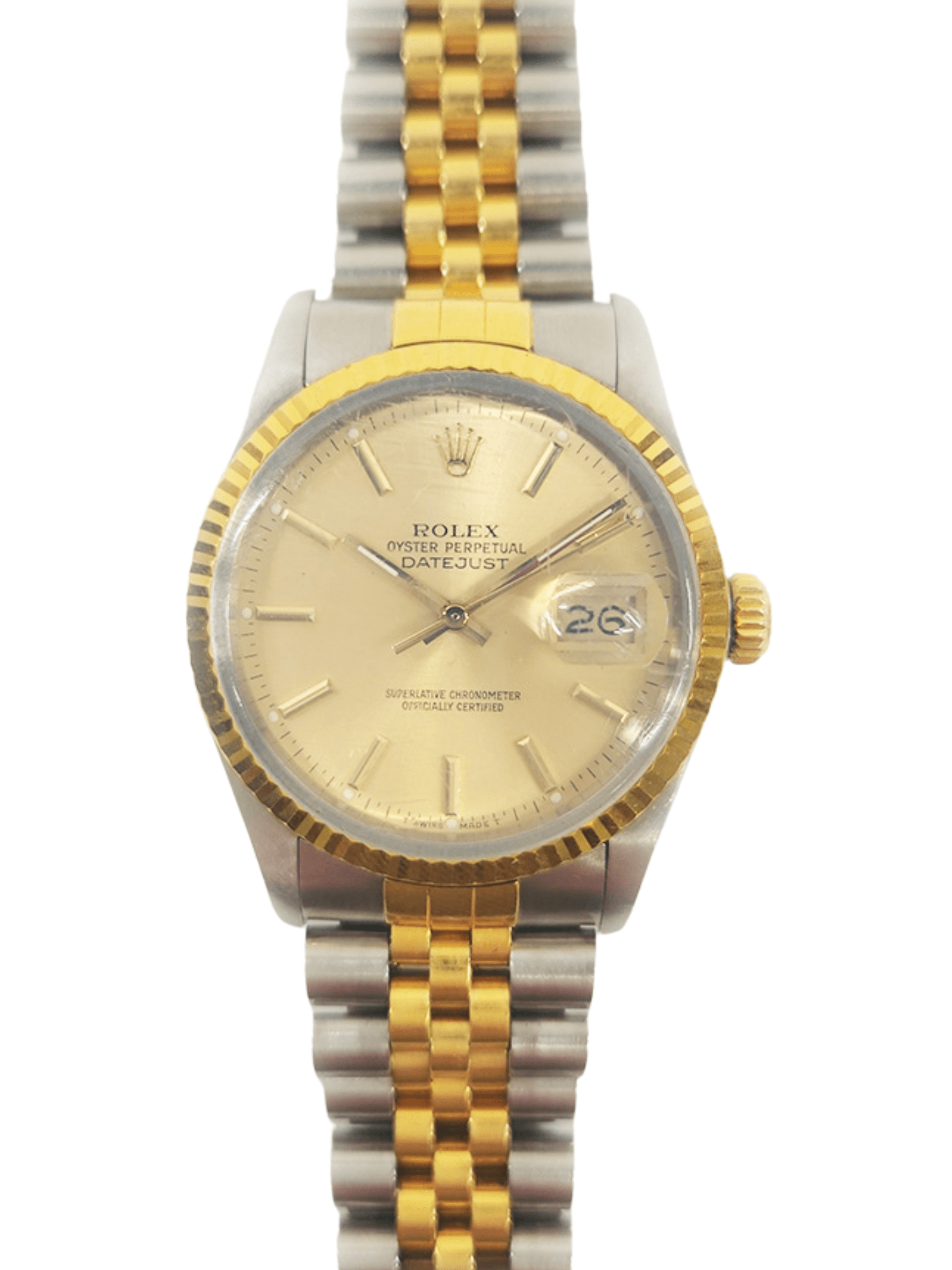Rolex Datejust 36 Stainless Steel Gold Champagne Dial 16013 Bracelet