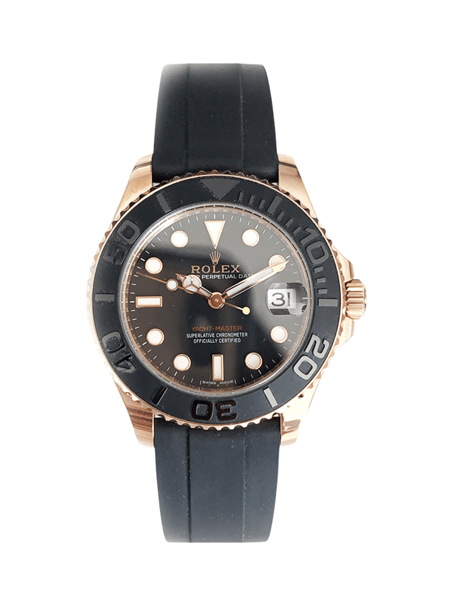 Rolex Yacht-Master 37 Rose Gold Black Dial 268655 Bracelet