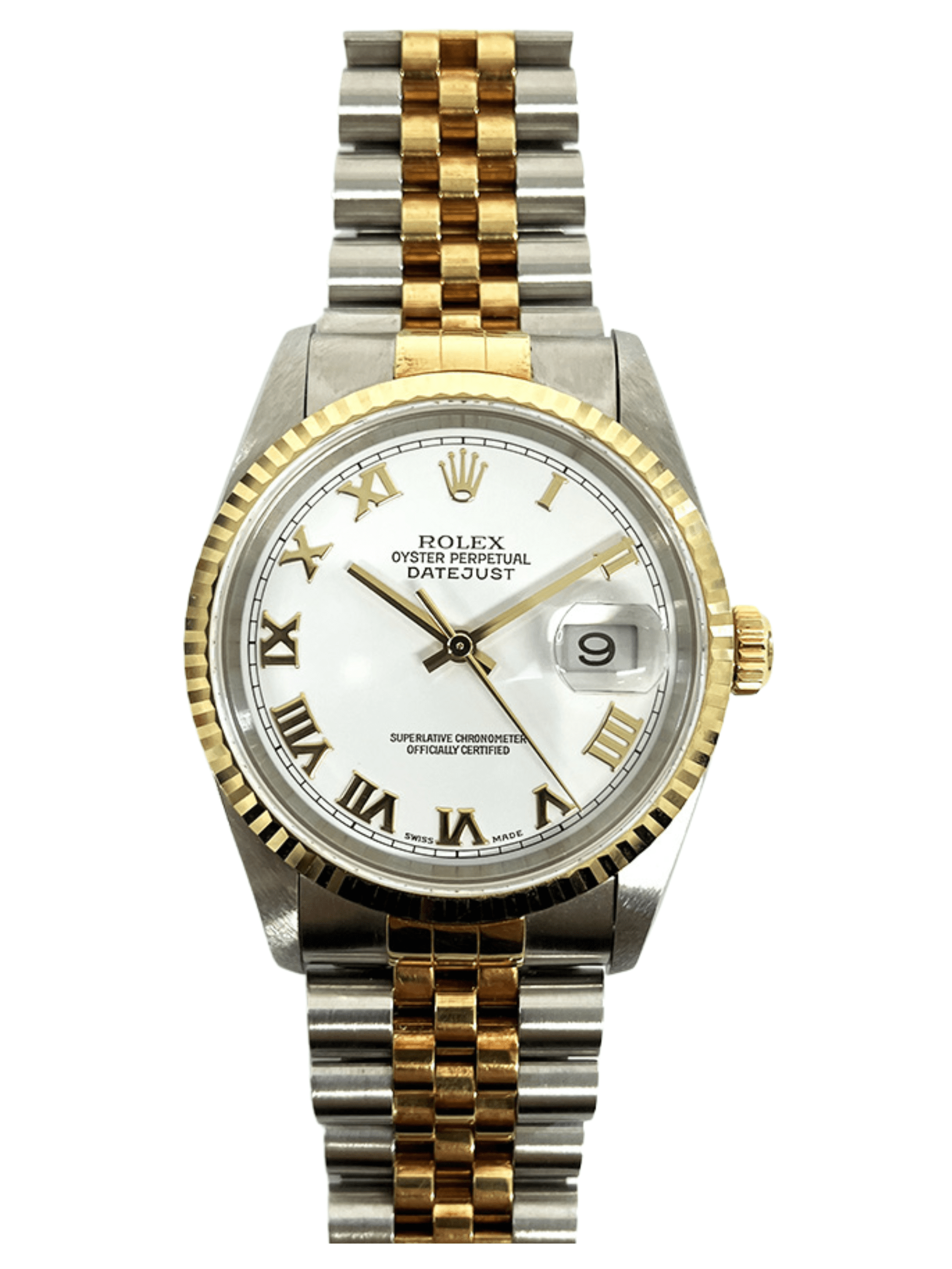 Rolex Datejust 36 Steel/Gold White Roman Dial 16233 Bracelet