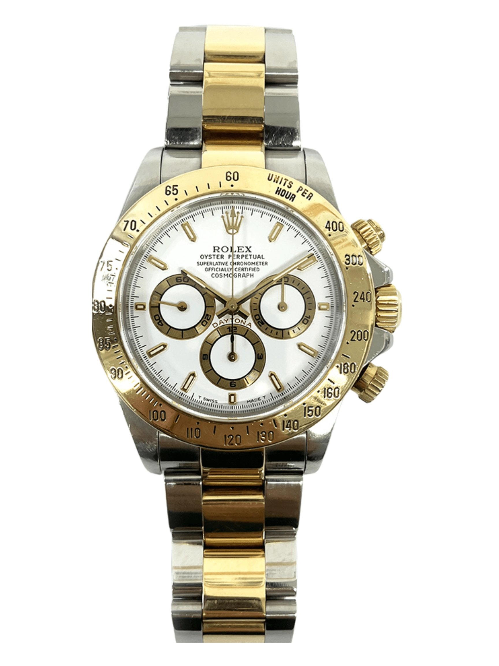 Rolex Daytona Two Tone Yellow Gold Steel White Dial 16523 Bracelet
