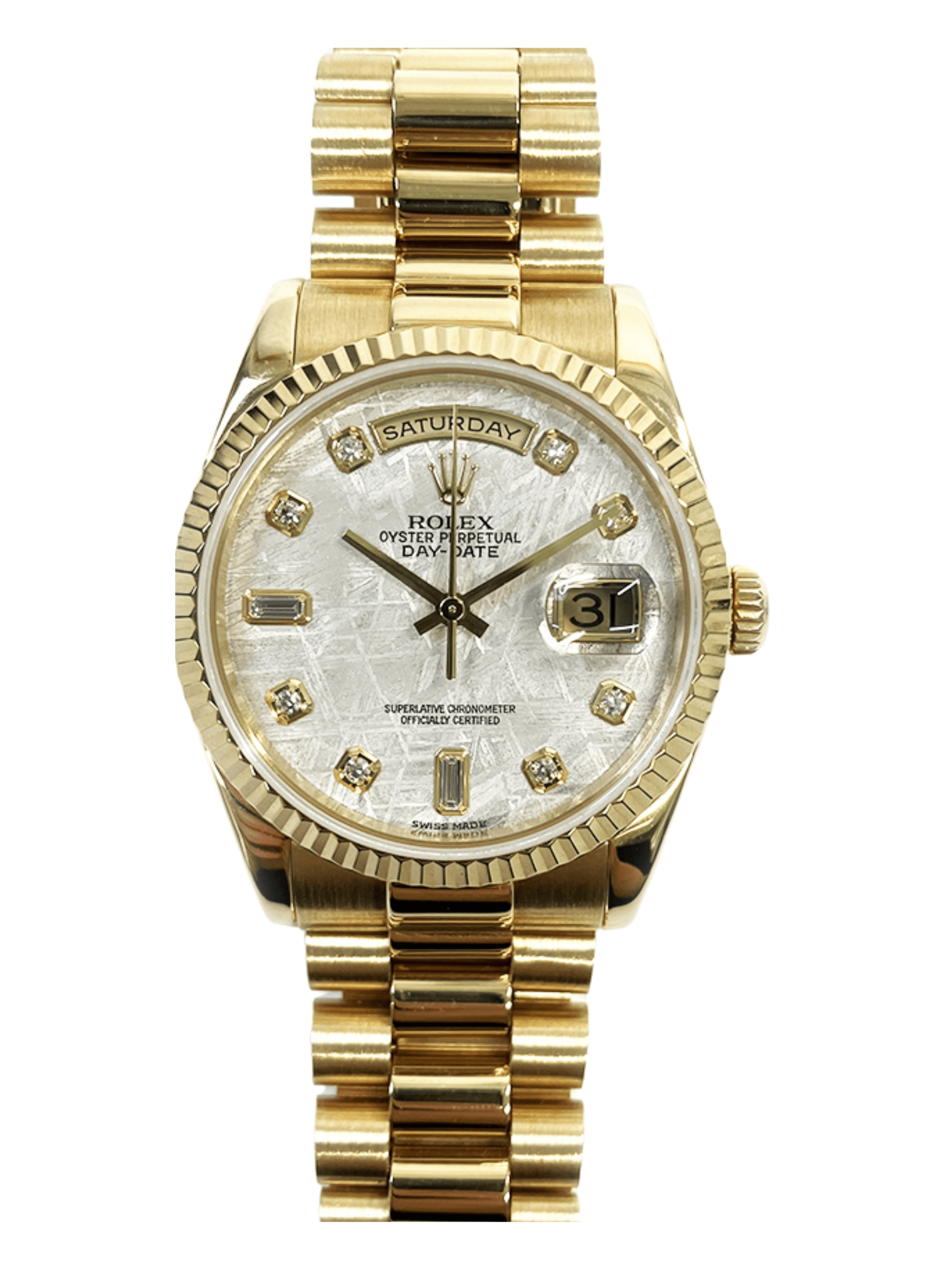 Rolex Day-Date 36 Gold Meteorite Diamond Dial 118238 Bracelet