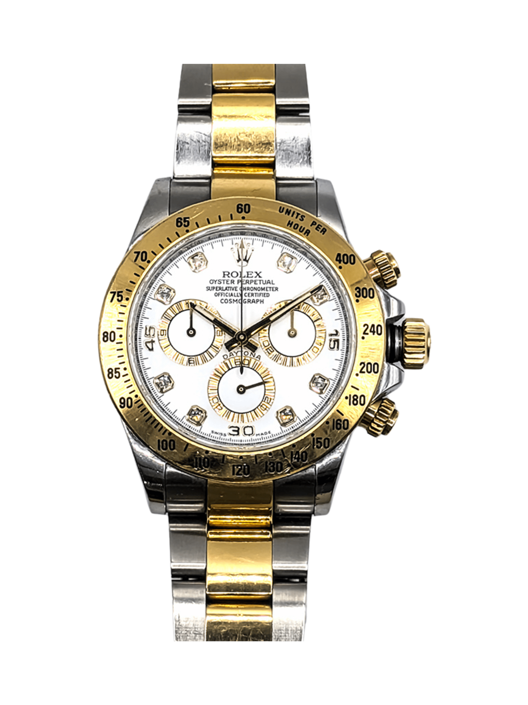 Rolex Daytona Gold/Steel White Diamond Dial 116523 Bracelet