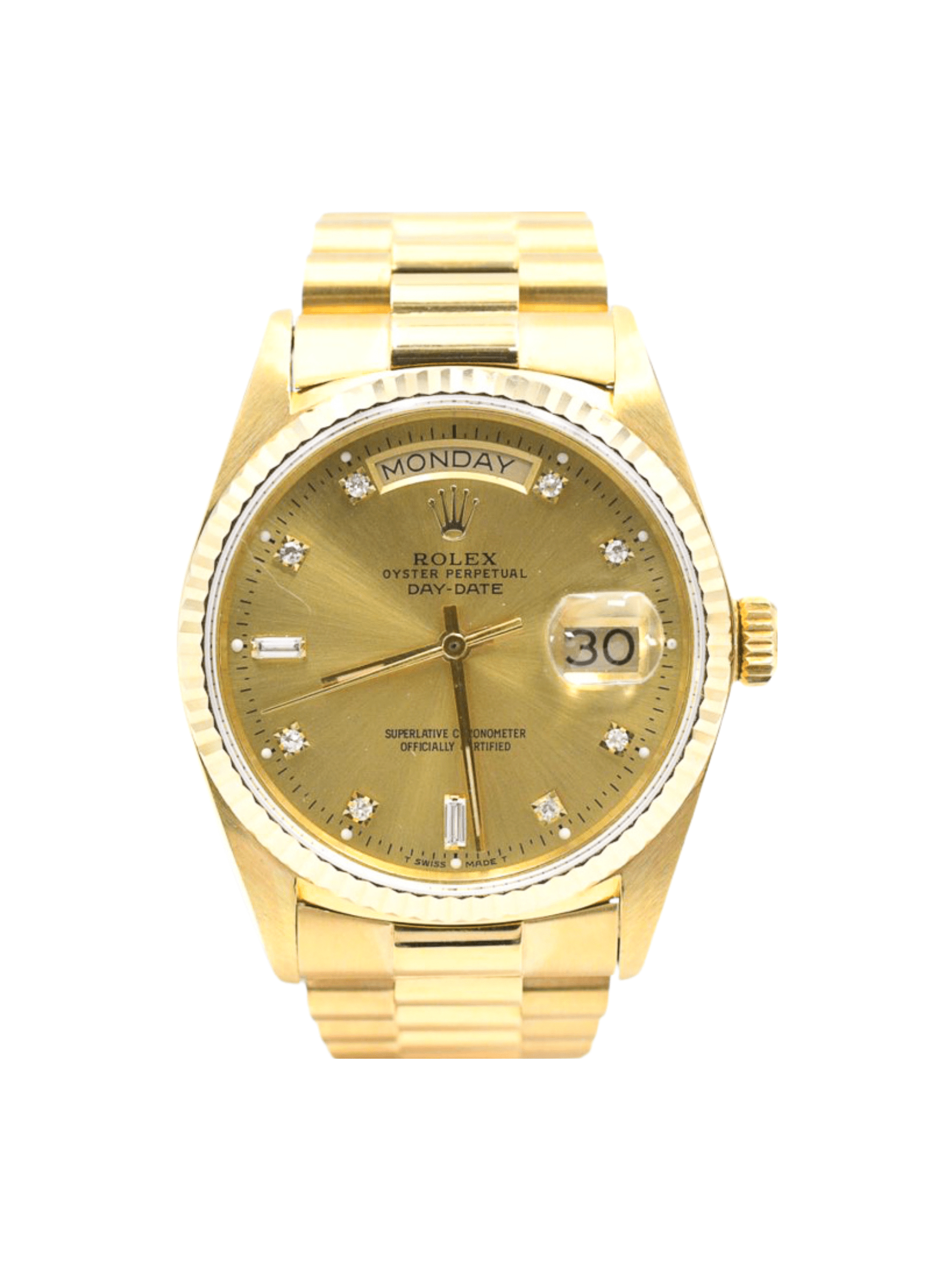 Rolex Day-Date 36 Yellow Gold Champagne Diamond Dial 18038 Bracelet