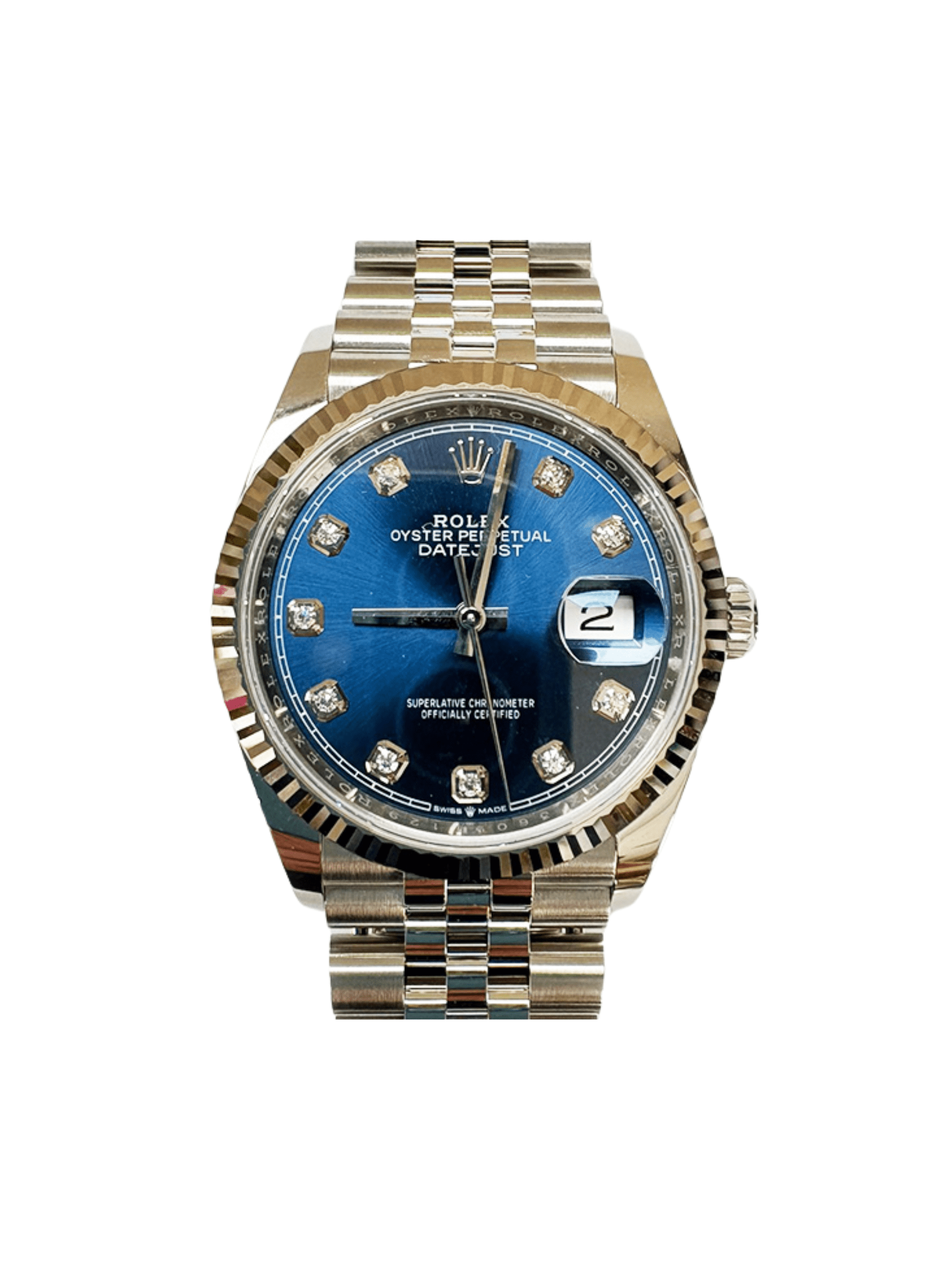 Rolex Datejust 36 Steel and White Gold Blue Diamond Dial 126234