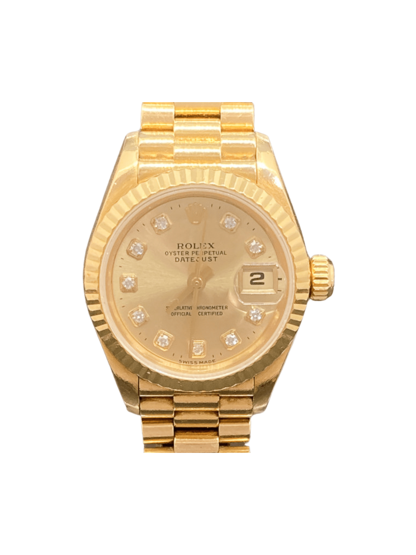 Rolex Lady-Datejust Yellow Gold Champagne Diamond Dial 69178