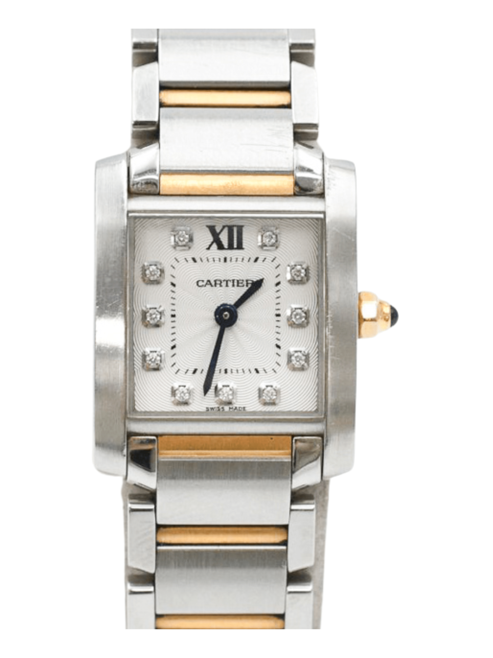 Cartier Tank Française Steel Silver Diamond Dial WE110004 Bracelet