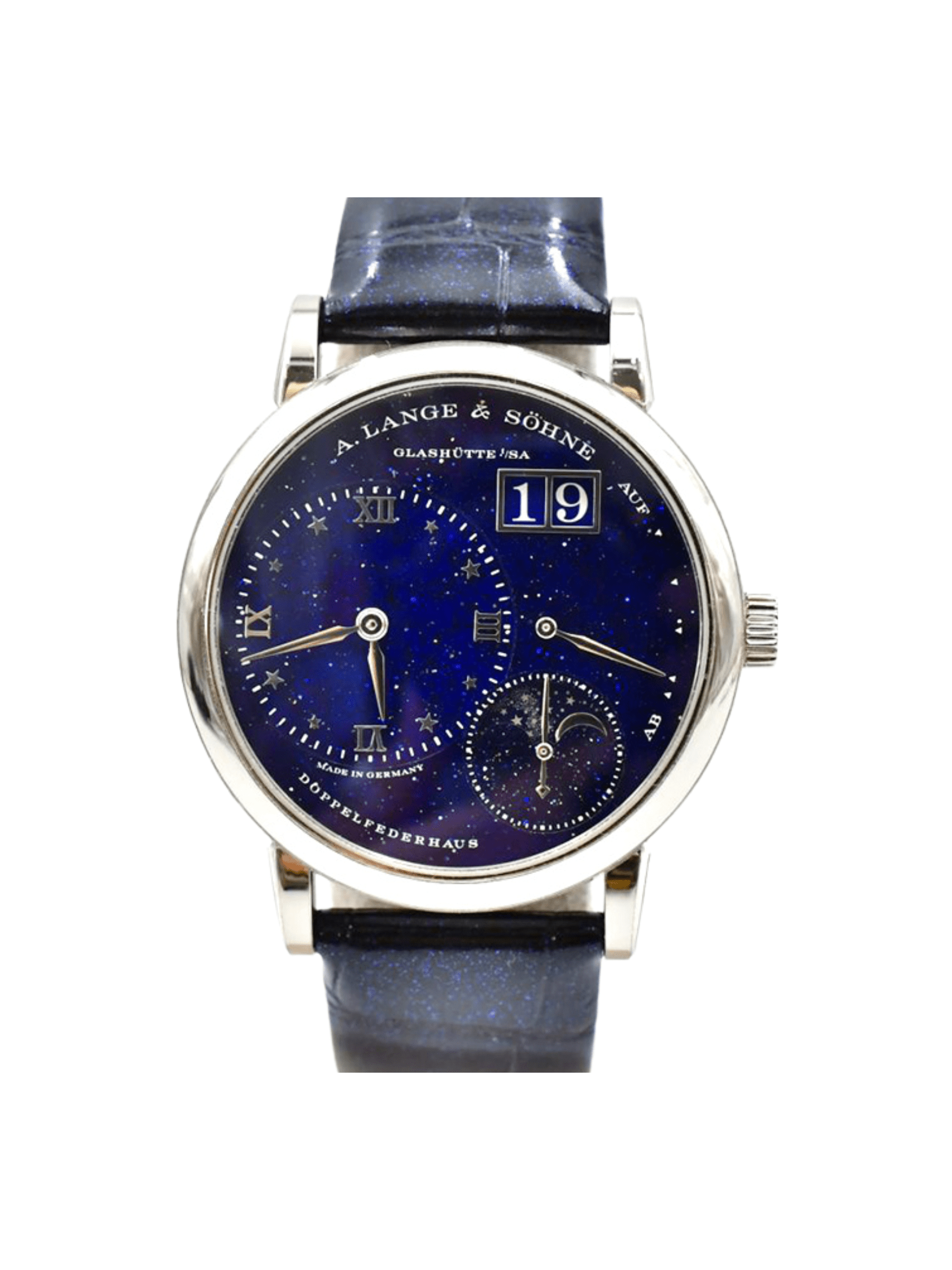 A. Lange & Söhne Lange 1 Moon Phase Gold Blue Dial 182.086 Bracelet