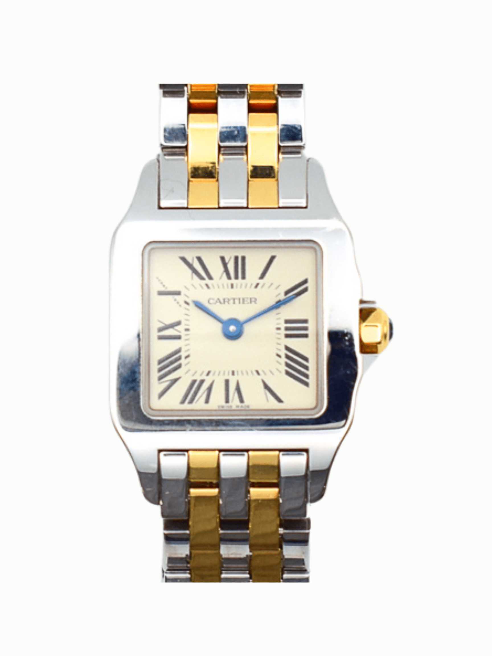 Cartier Santos Demoiselle Yellow Gold and Steel White Roman Dial W25066Z6