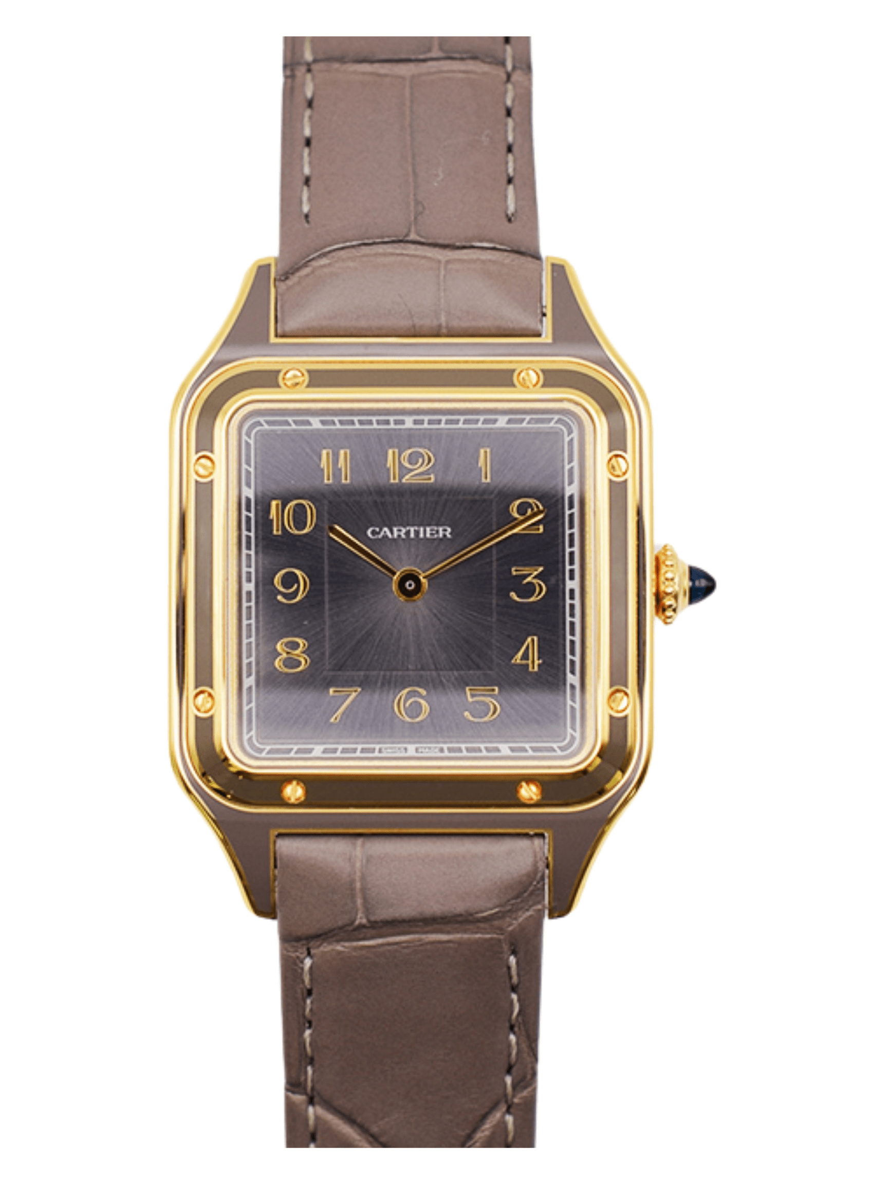 Cartier Santos Dumont Yellow Gold Grey Arabic Dial WGSA0097 Bracelet