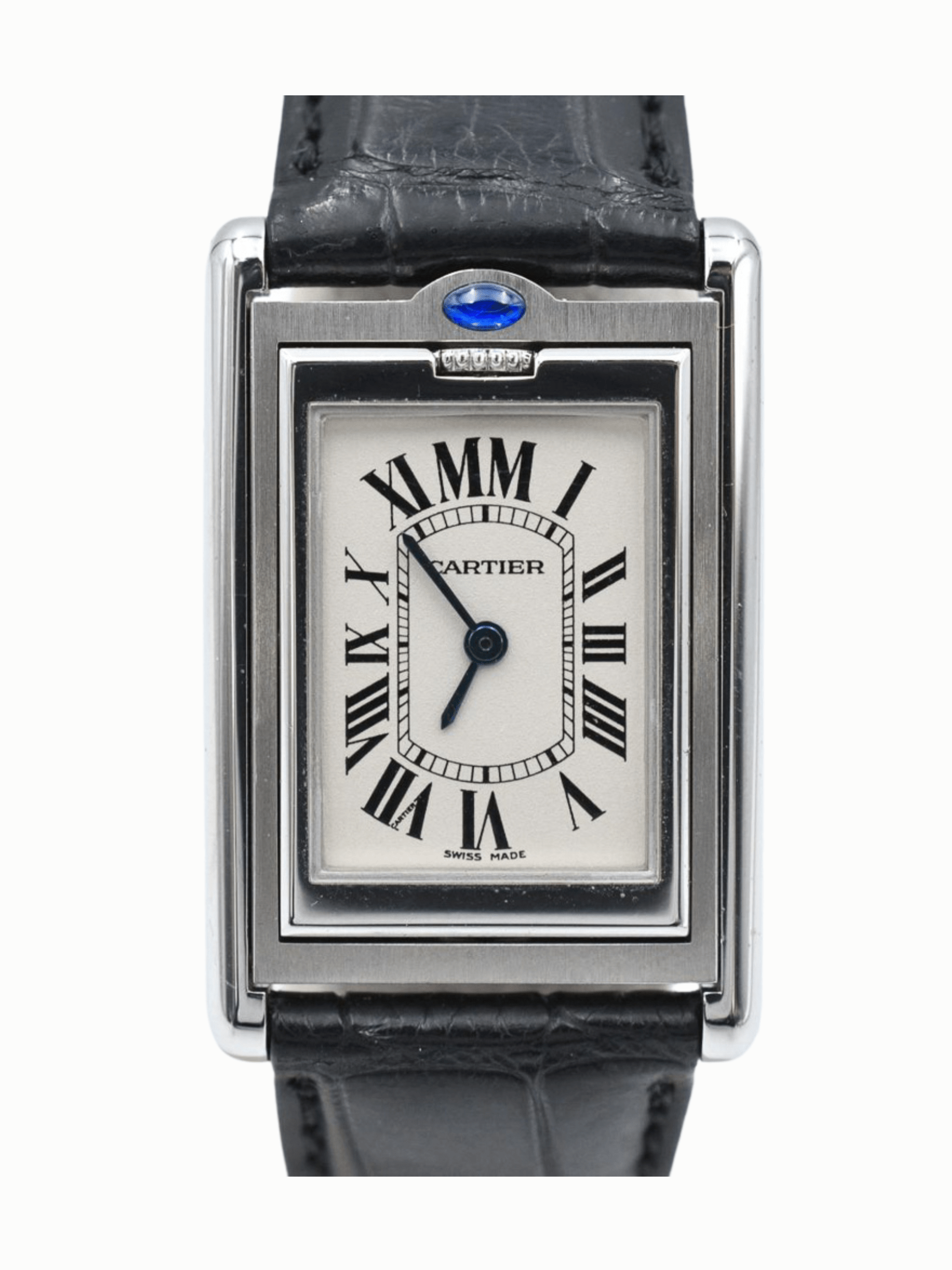 Cartier Tank Basculante Stainless Steel White Roman Dial W1014558