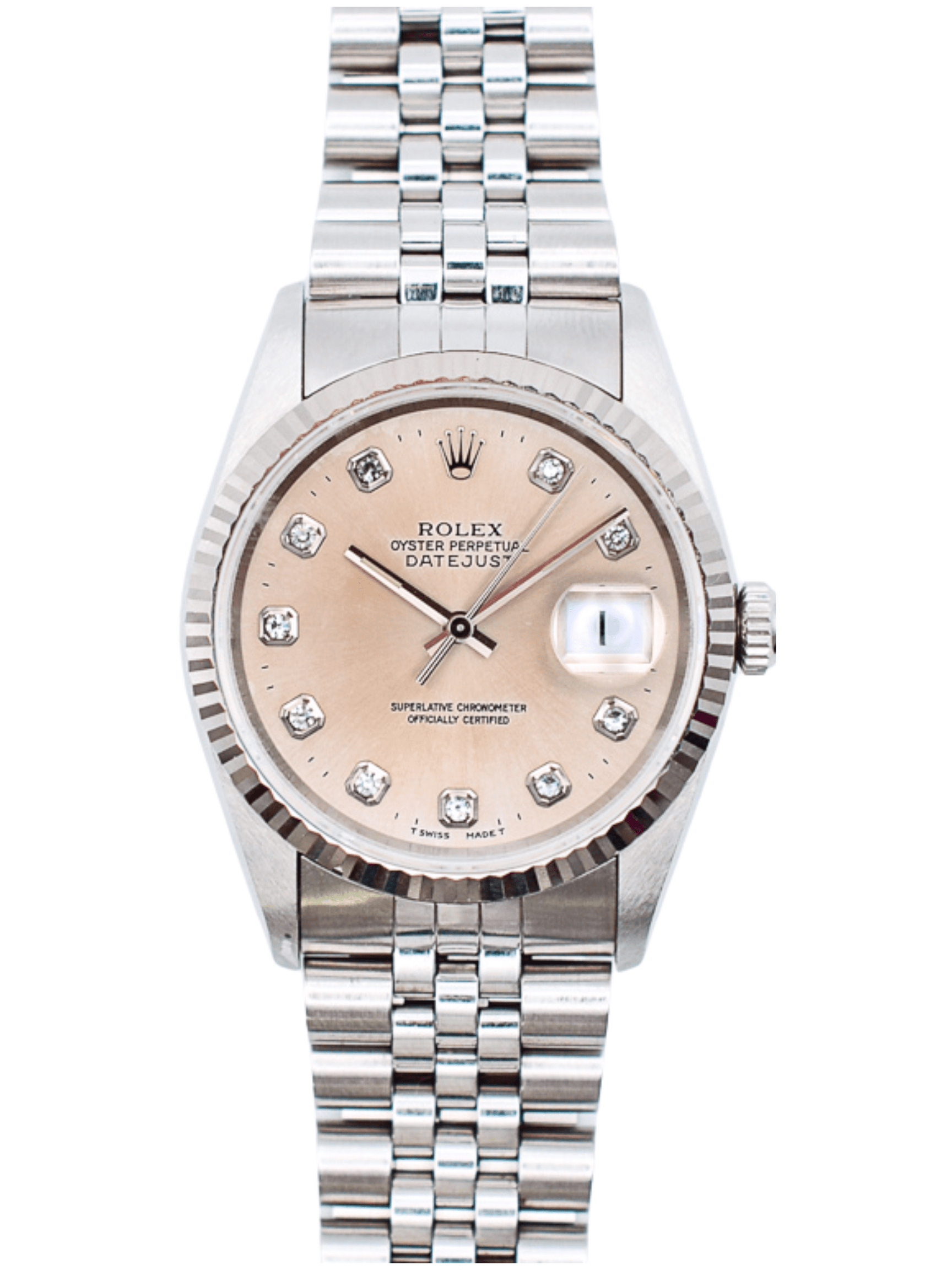 Rolex Datejust 36 Steel Silver Diamond Dial 16234 Bracelet
