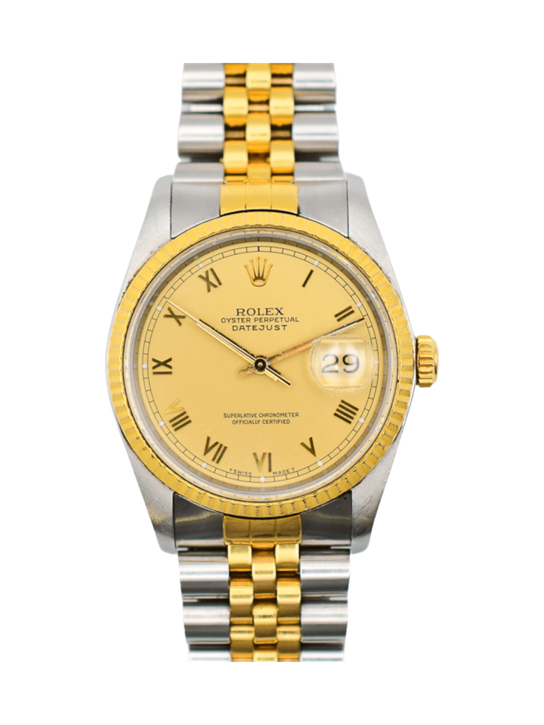 Rolex Datejust 36 Two-Tone Champagne Roman Dial 16233 Bracelet