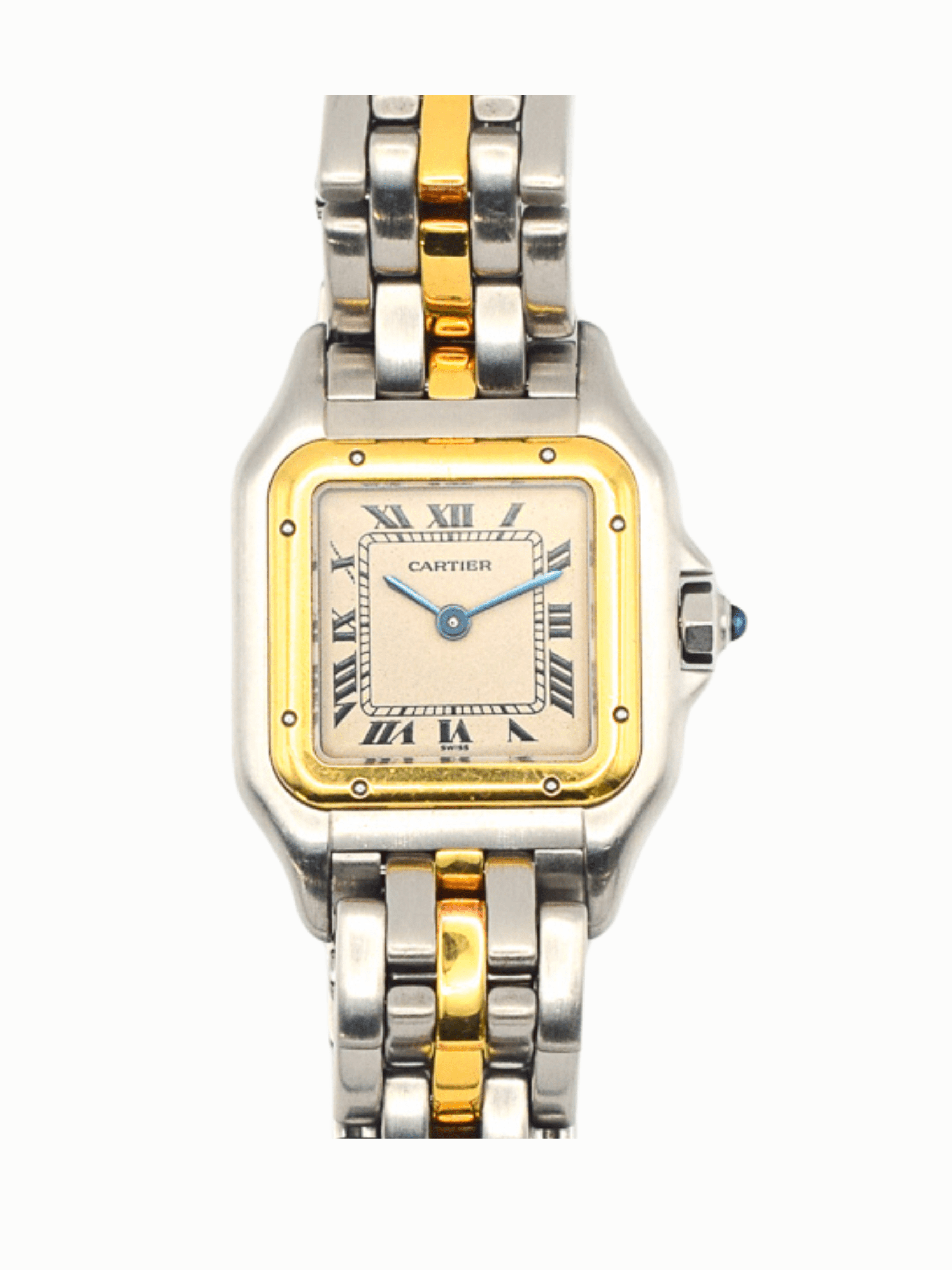 Cartier Panthere Yellow Gold and Steel White Roman Dial W25029B5