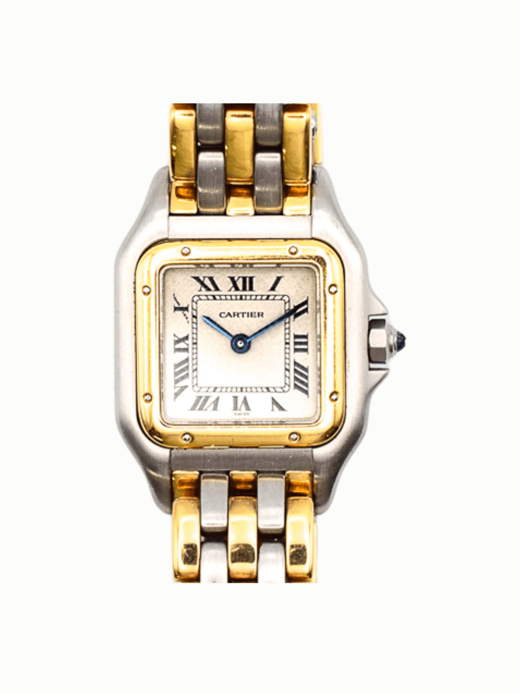 Cartier Panthere Yellow Gold and Steel White Roman Dial W25029B8