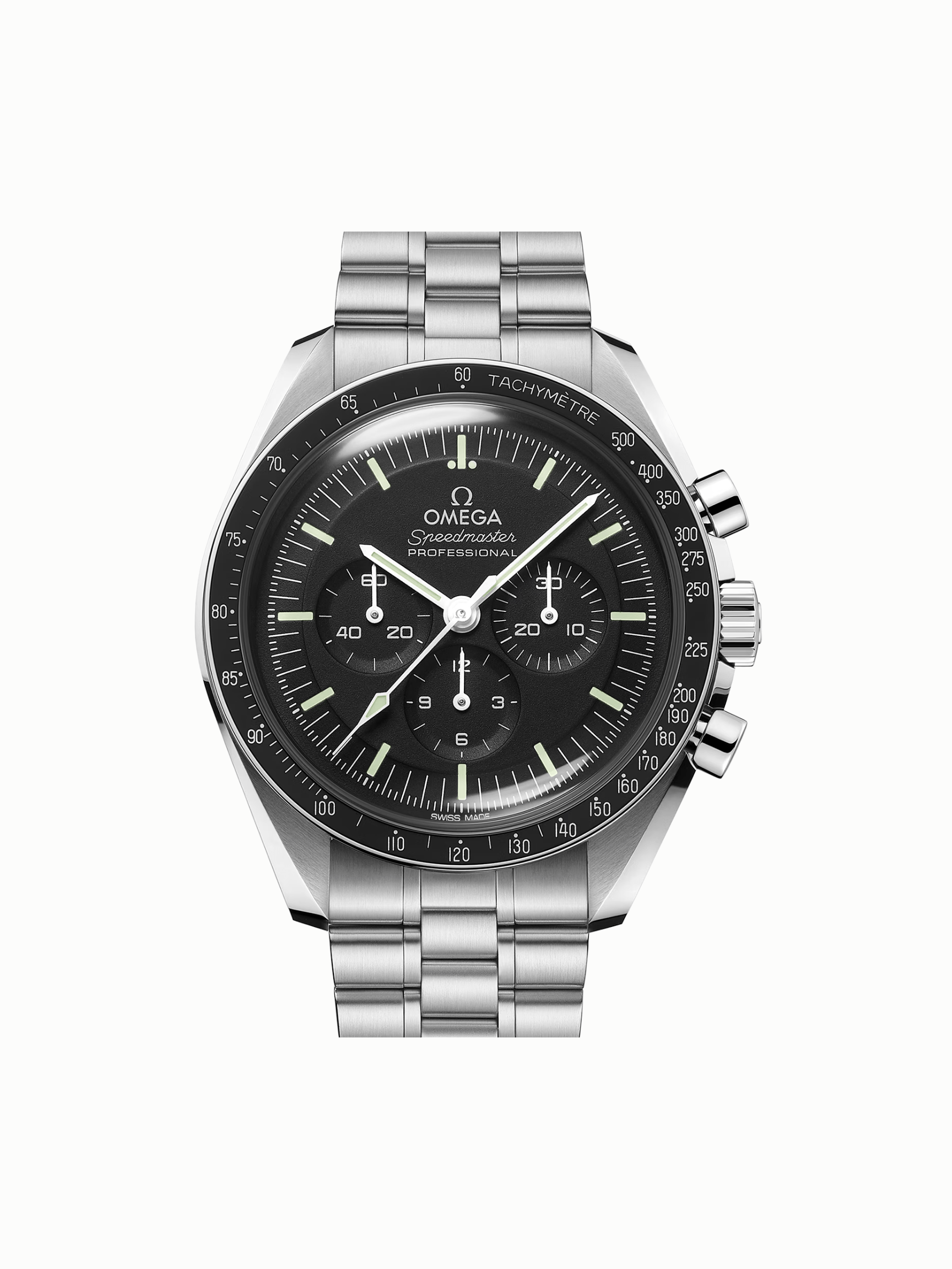 Omega Speedmaster Moonwatch Hesalite Stainless Steel Black Stick Dial 310.30.42.50.01.001
