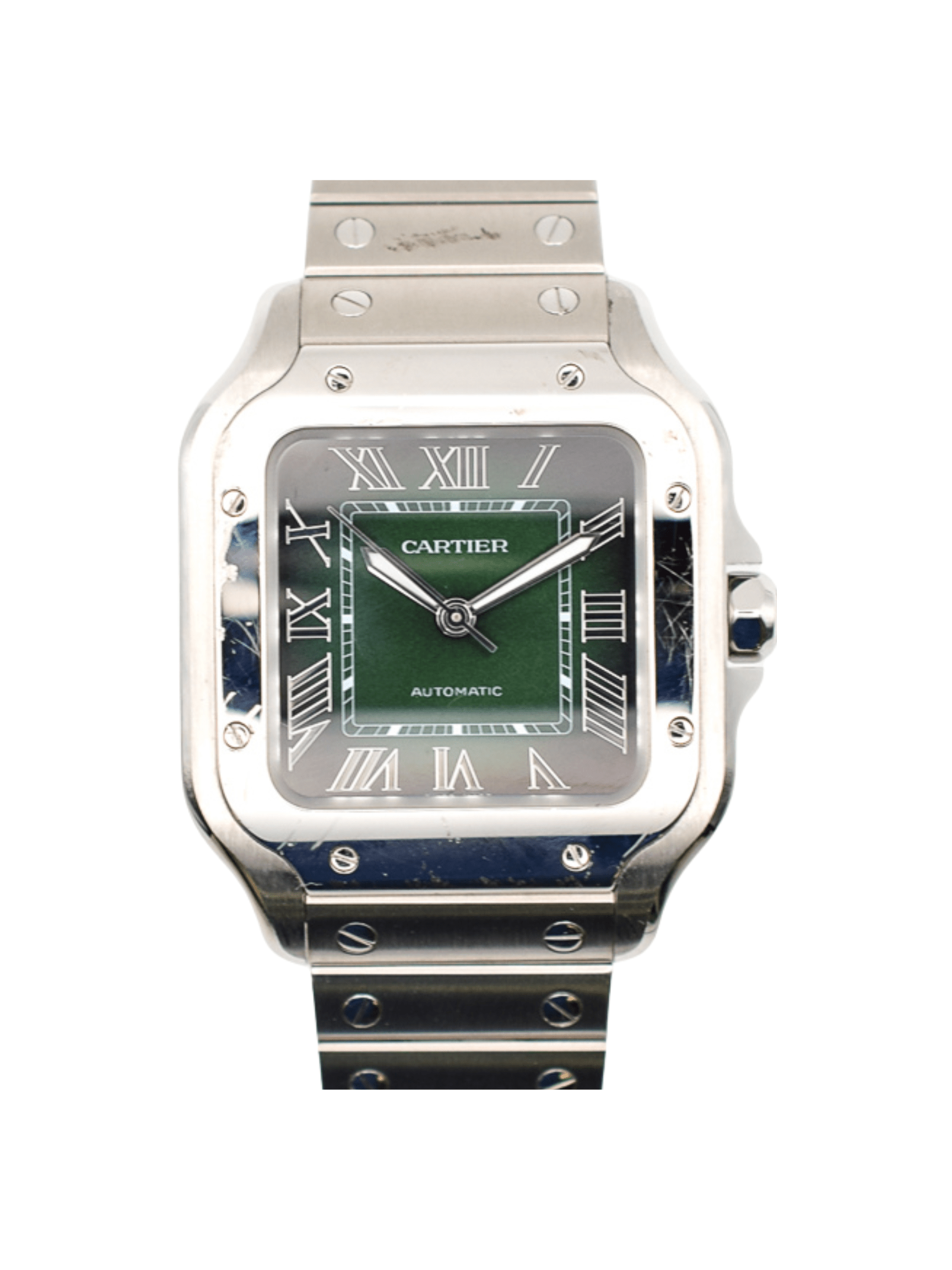 Cartier Santos De Cartier Steel Green Roman Dial WSSA0061 Bracelet