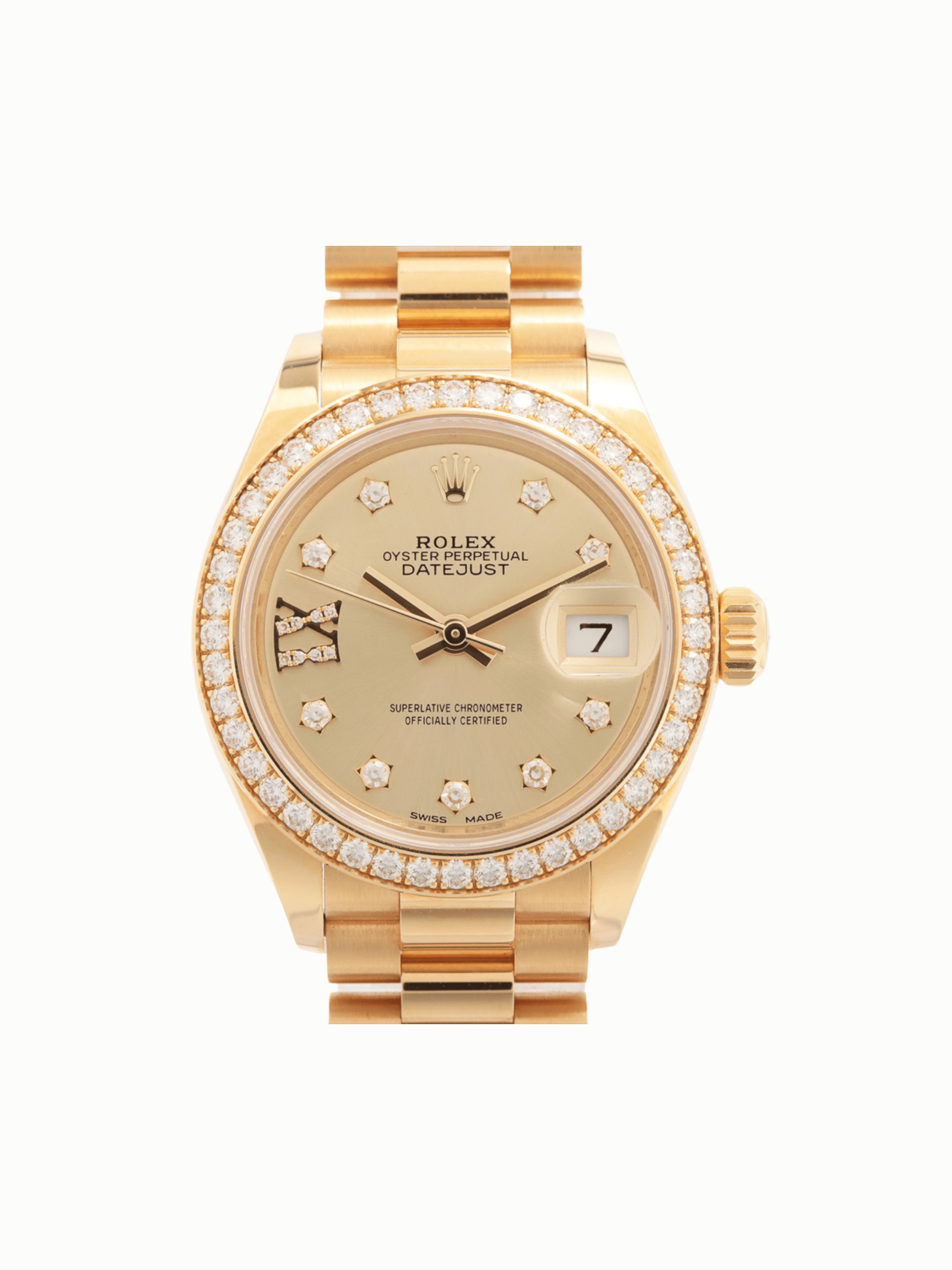 Rolex Lady-Datejust President Yellow Gold Champagne Star Dimond Dial 279138RBR