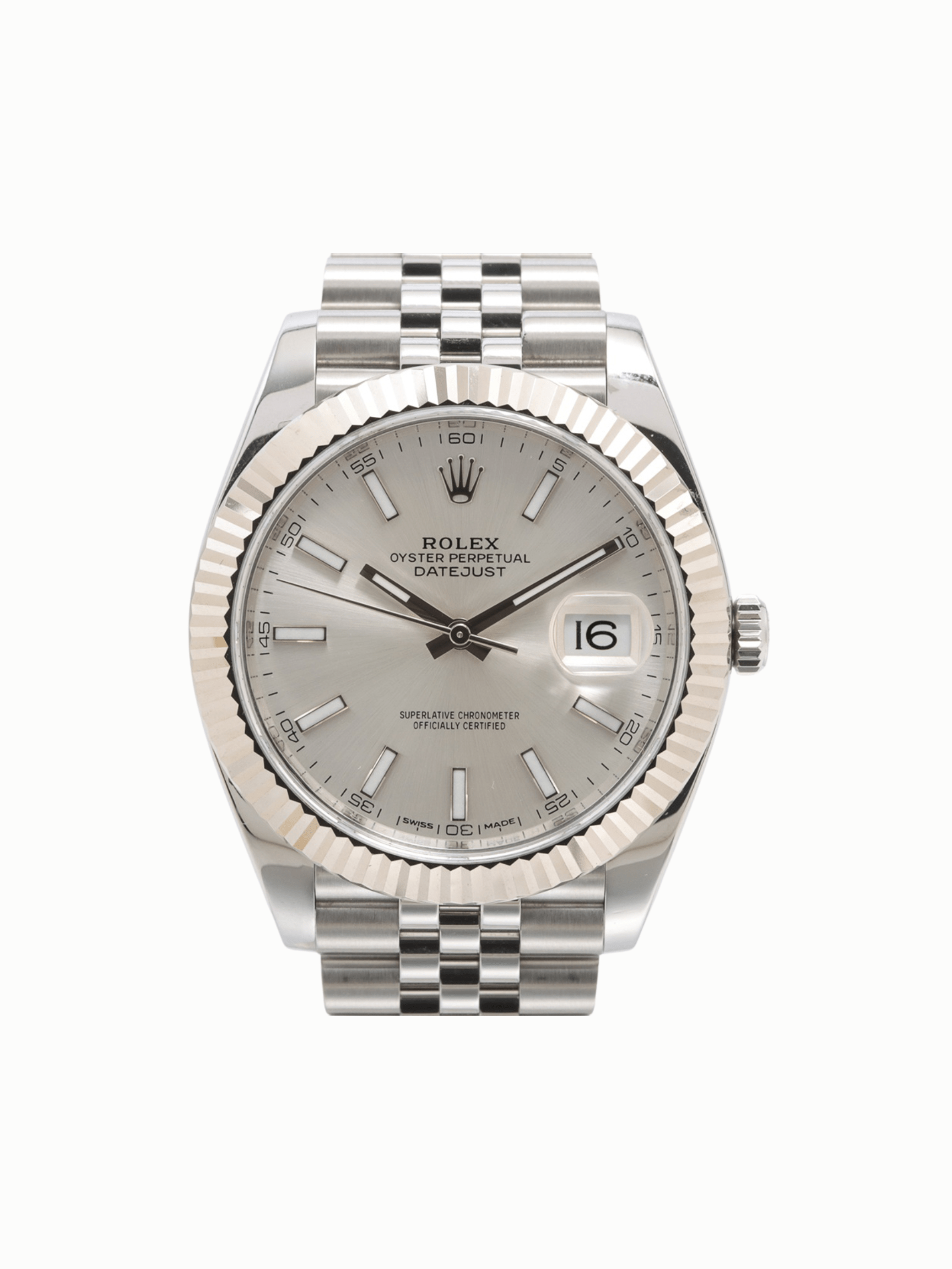 Rolex Datejust 41 White Gold and Steel Silver Stick Dial 126334