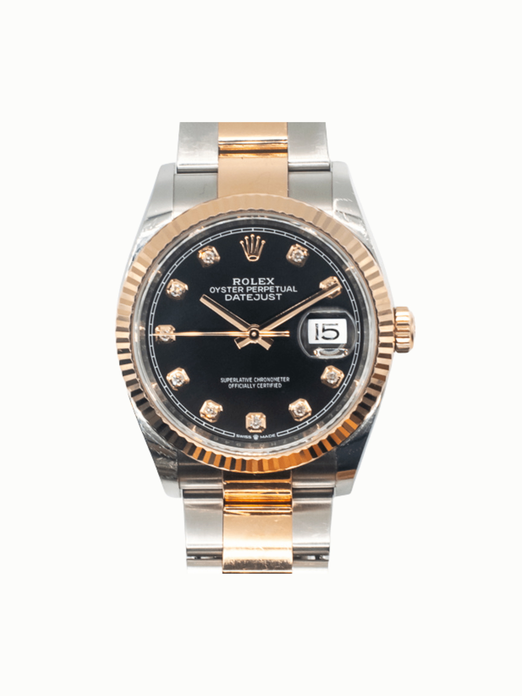 Rolex Datejust 36 Rose Gold and Steel Black Diamond Dial 126231