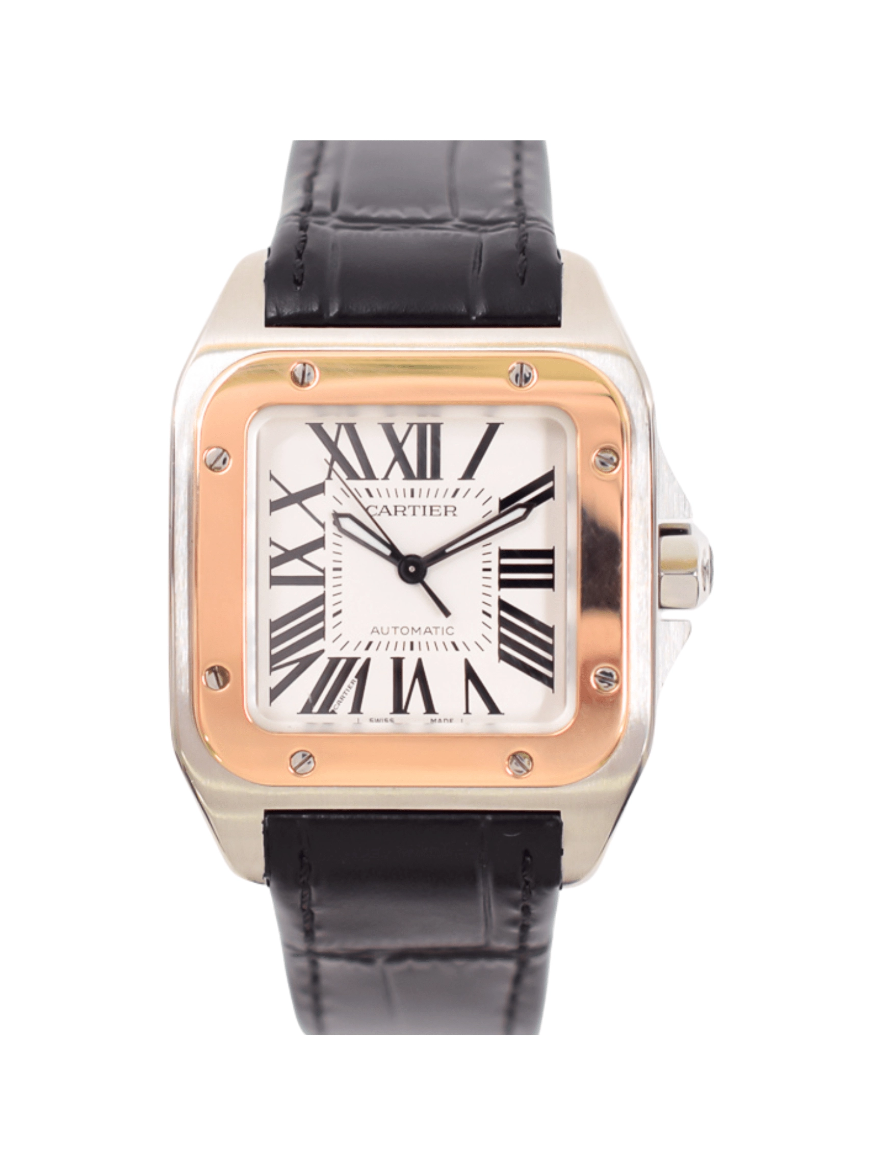 Cartier Santos 100 Two-Tone White Roman Dial W20107X7 Bracelet
